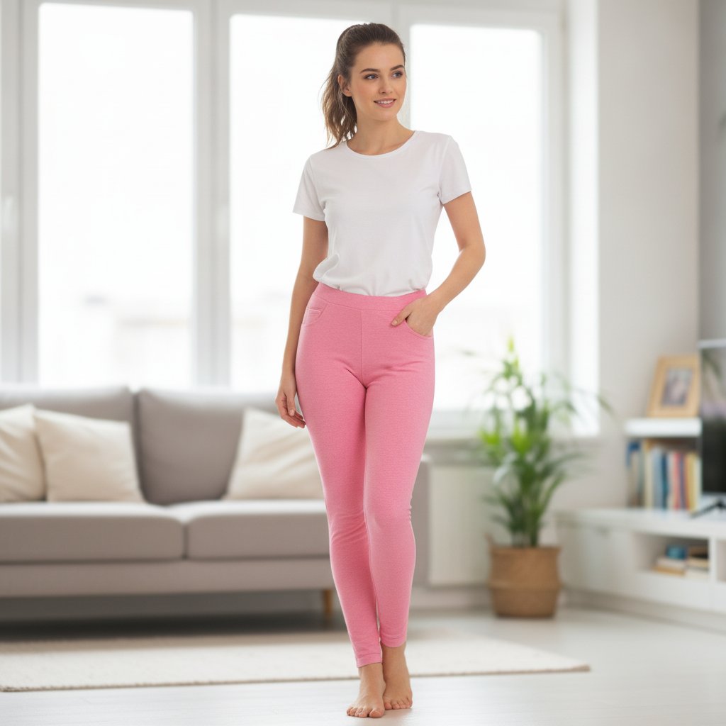 Kadın Likralı Pembe Renk Tayt BB2601