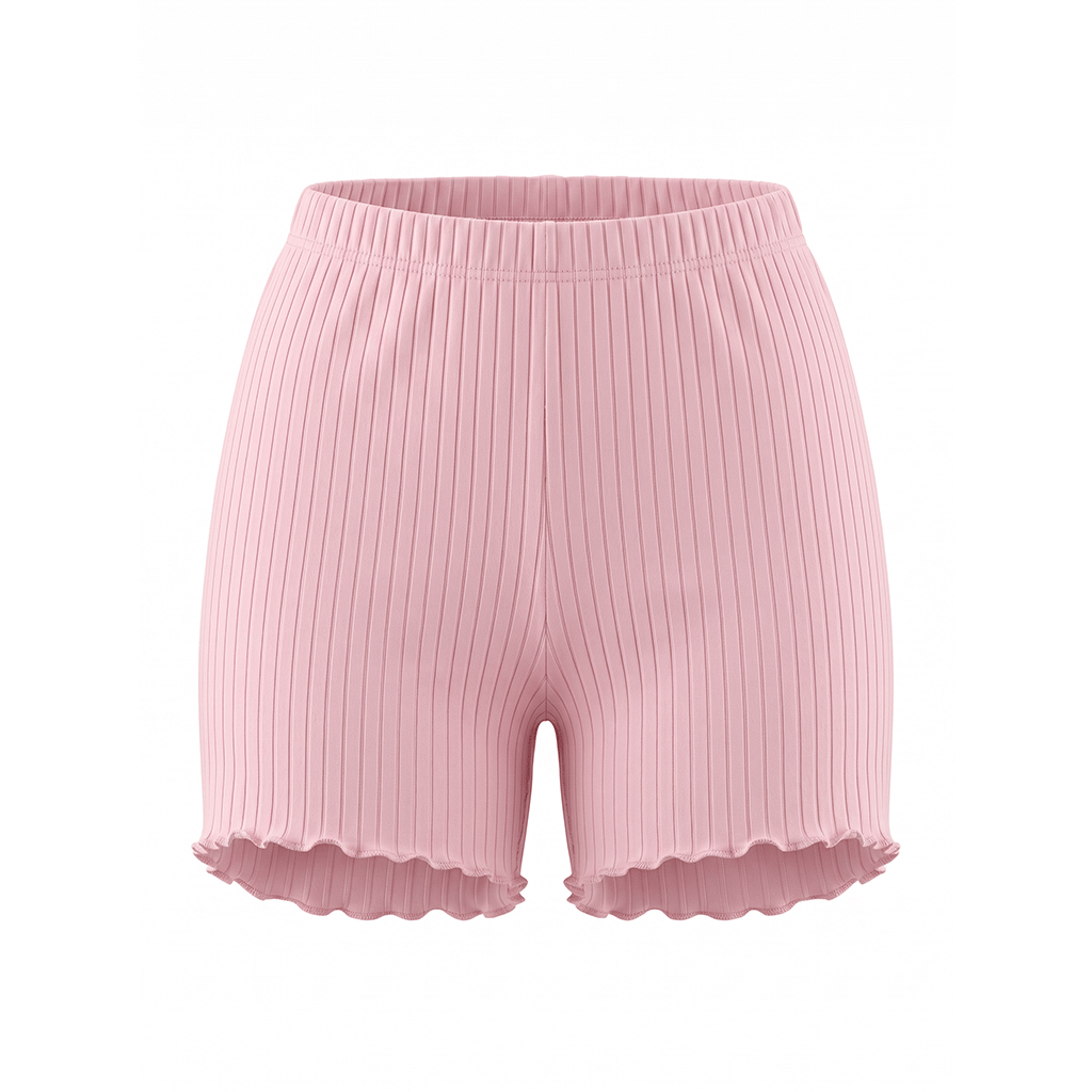 Kadın Pembe Renk Bohçalık Çeyizlik Kısa Kollu Pijama ve Şortlu 3'lü Pamuklu Pijama Takım BB2335