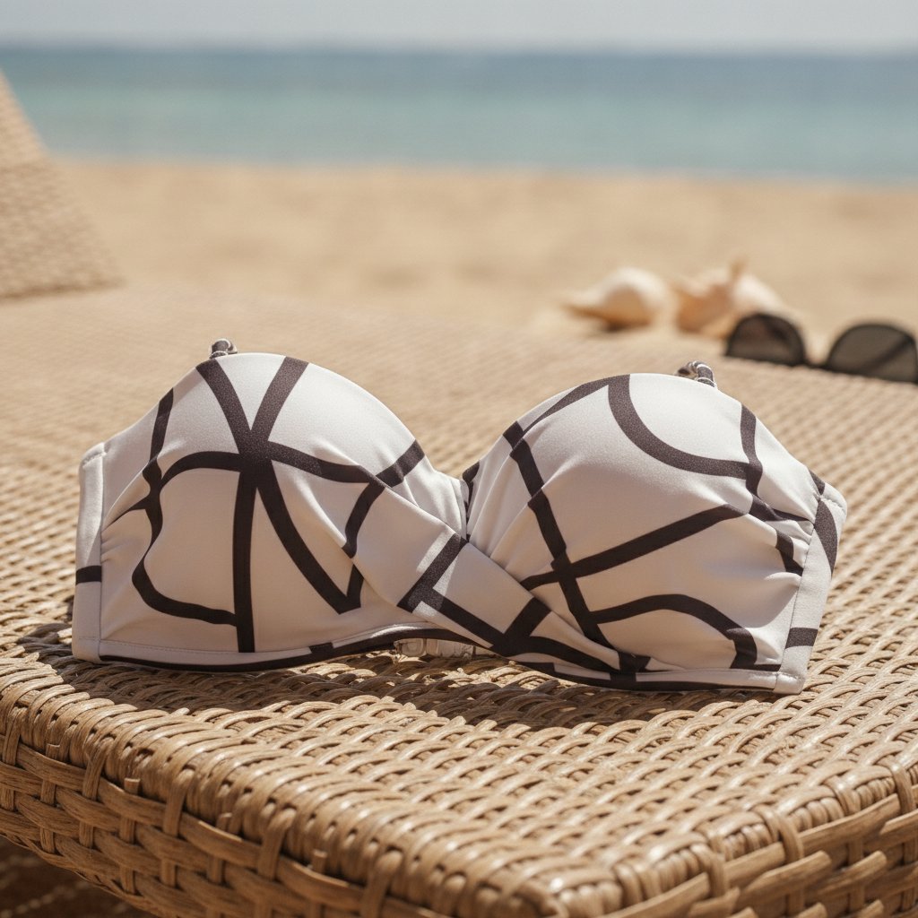 Kadın Plaj Giyim Ekru Renk Takma Çıkma Askılı Bikini Üst BB2557
