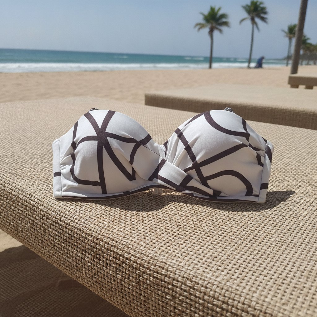 Kadın Plaj Giyim Ekru Renk Takma Çıkma Askılı Bikini Üst BB2557