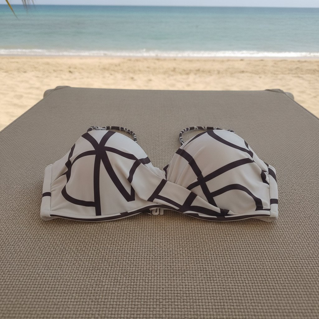 Kadın Plaj Giyim Ekru Renk Takma Çıkma Askılı Bikini Üst BB2557