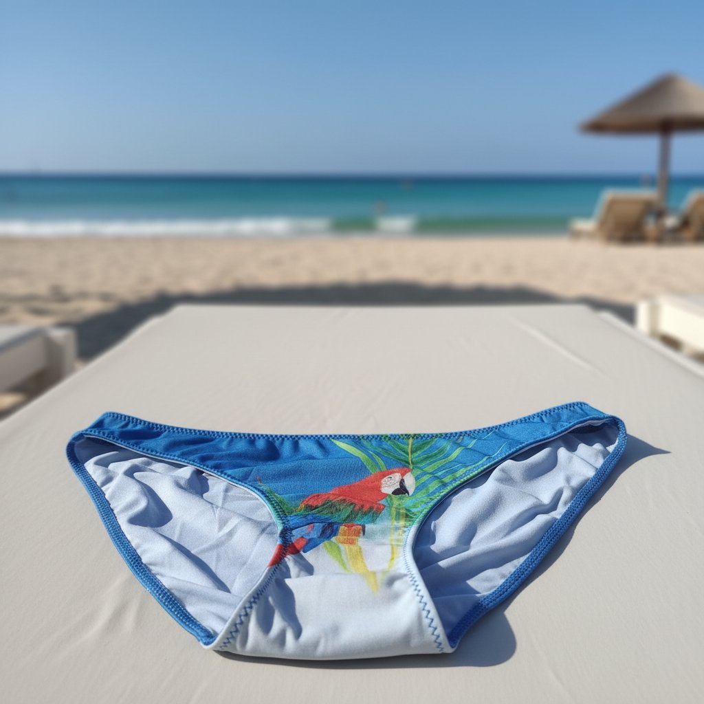 Kadın Plaj Giyim Mavi Renk Baskılı Bikini Alt BB2721