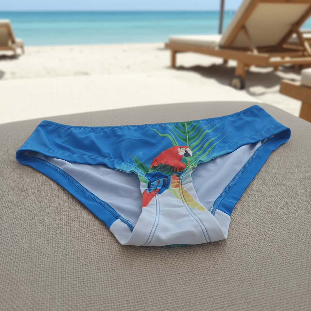Kadın Plaj Giyim Mavi Renk Baskılı Bikini Şort Alt BB2724