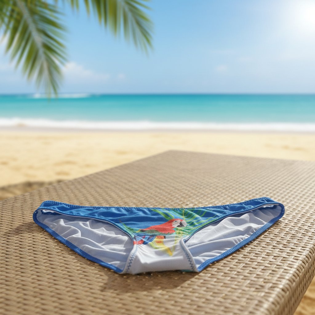 Kadın Plaj Giyim Mavi Renk Baskılı Bikini Alt BB2721