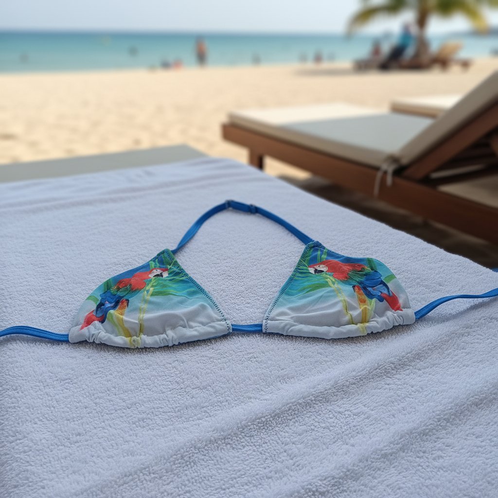 Kadın Plaj Giyim Mavi Renk Baskılı Bikini Üst BB2722