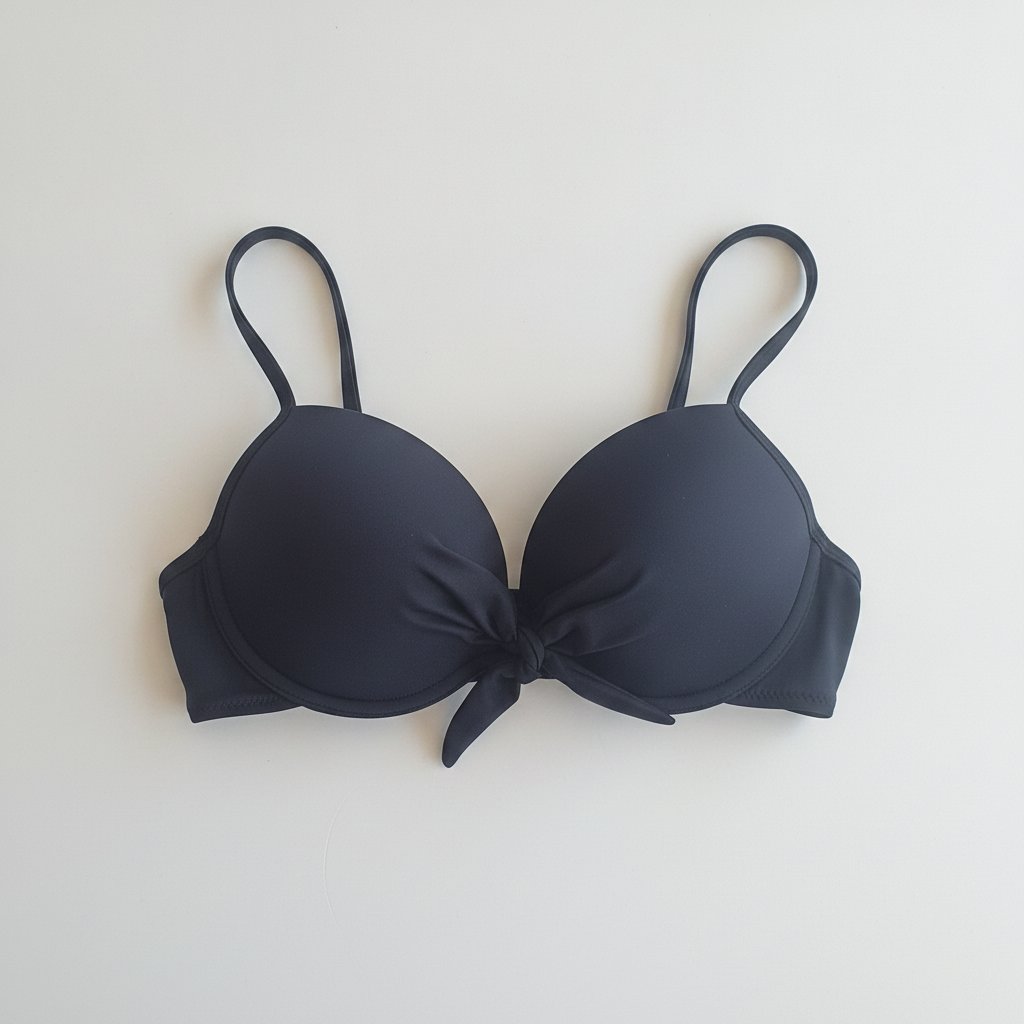 Kadın Plaj Giyim Siyah Renk Bağlama Detaylı Bikini Üst BB2522
