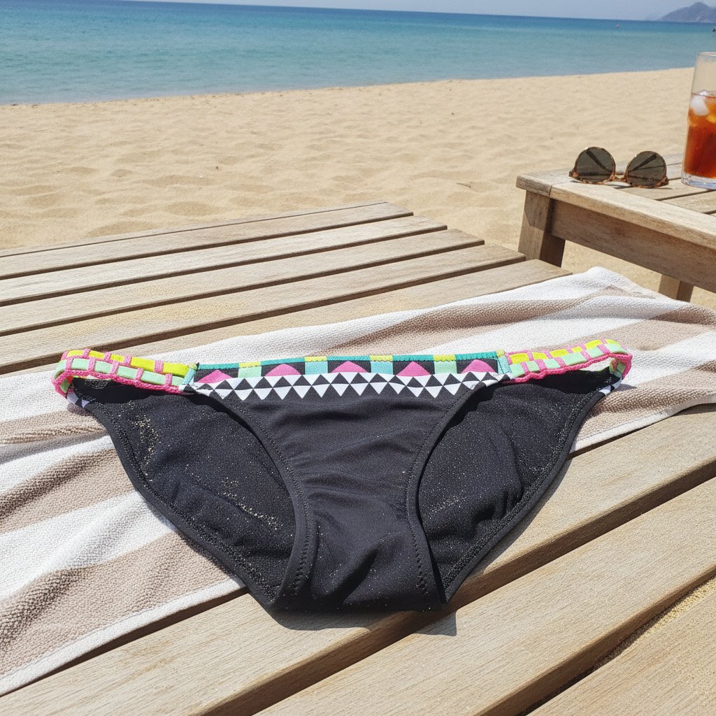 Kadın Plaj Giyim Siyah Renk Desenli Bikini Alt BB2565