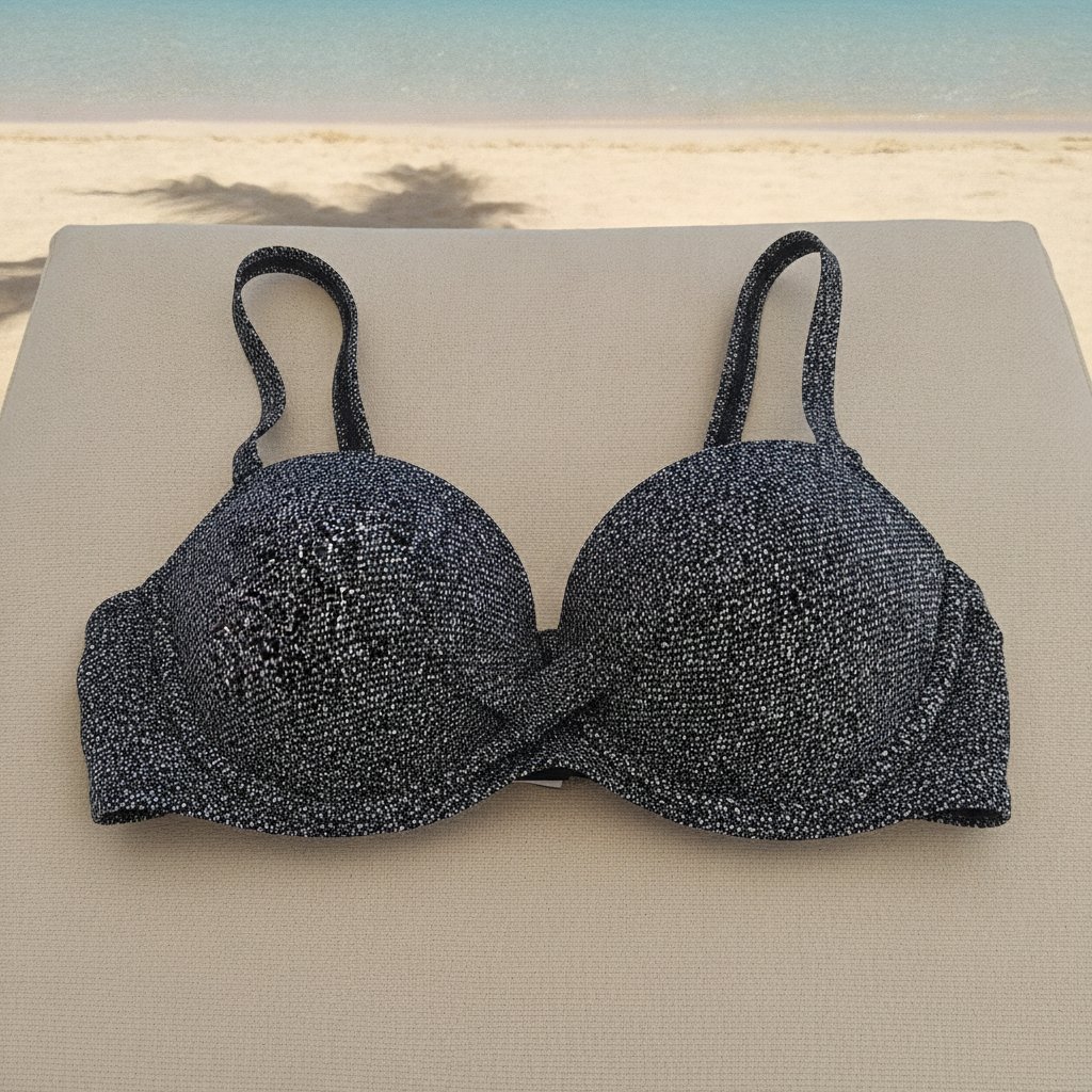 Kadın Plaj Giyim Siyah Renk Desenli Bikini Üst BB2570