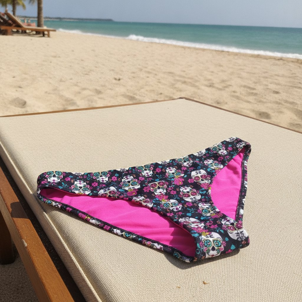 Kadın Plaj Giyim Siyah Renk Desenli Bikini Alt BB2564