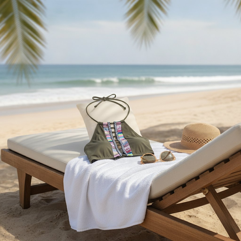 Kadın Plaj Giyim Yeşil Renk Desenli Bikini Üst BB2572