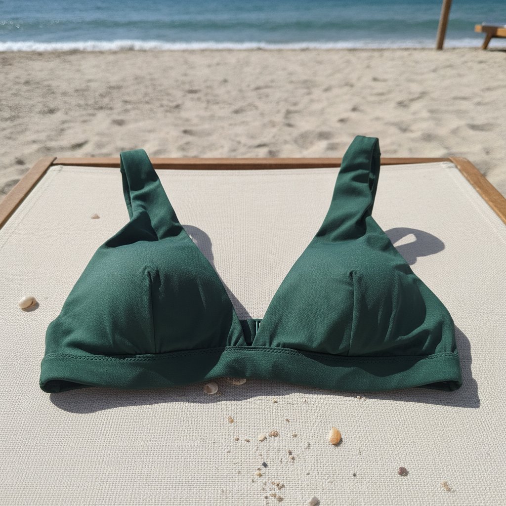 Kadın Plaj Giyim Yeşil Renk Kalın Askılı Bikini Üst BB2584