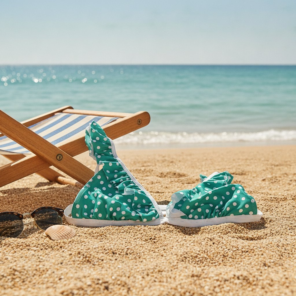 Kadın Plaj Giyim Yeşil Renk Puantiyeli Bikini Üst BB2624