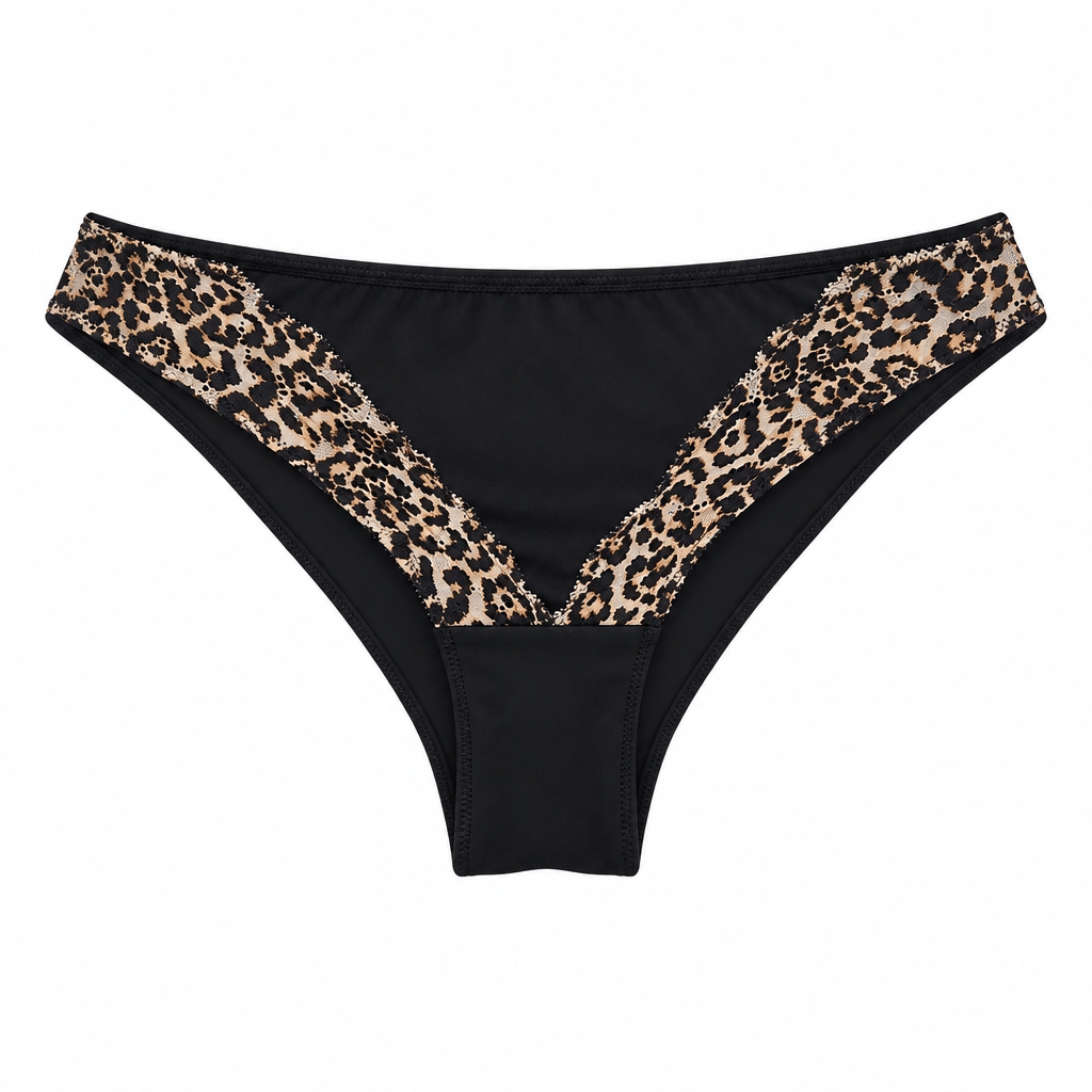 Kadın Tül Dantel Kumaş Siyah Leopar Desen Kaplı Desteksiz Transparan Sütyen ve Slip 2'li Takım Bedenler için Ayrı Ayrı Sepete Ekleyiniz BB2848