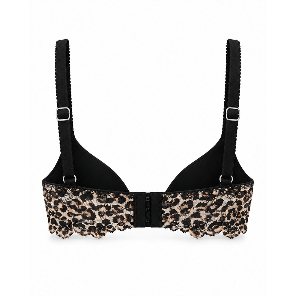 Kadın Tül Dantel Kumaş Siyah Leopar Desen Sütyen ve Dantel String 2'li Takım Bedenler için Ayrı Ayrı Sepete Ekleyiniz BB2846