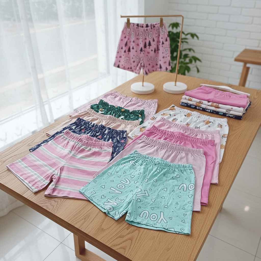 Kız Çocuk 10'lu Paket Karışık Renk Baskılı Şort BB2768