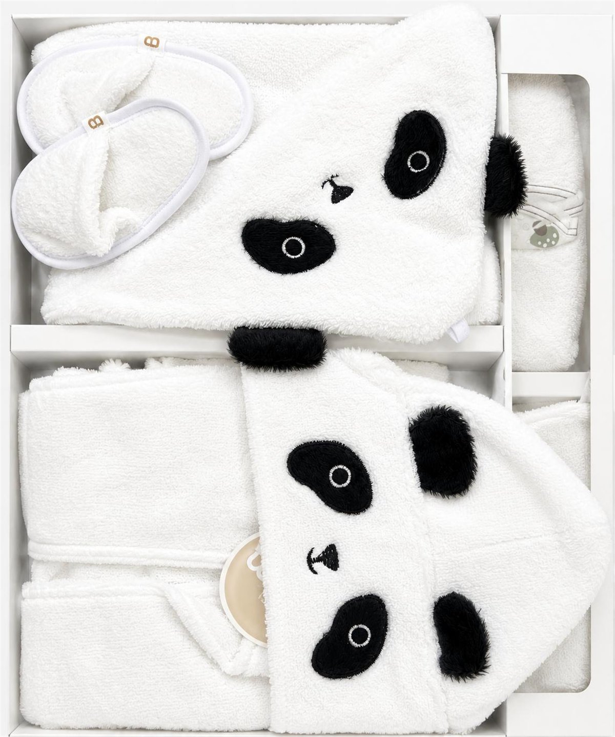 Bebessi Bornoz Seti Beyaz Panda