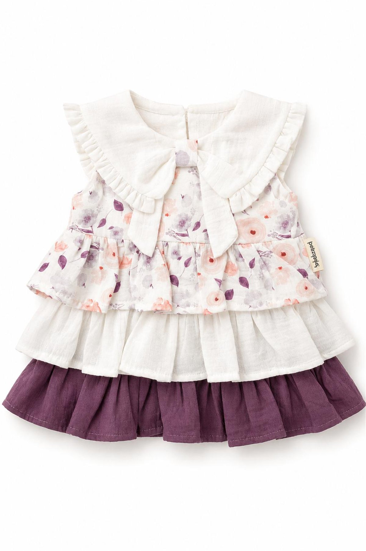 Bebezade Flowers Fırfır Elbise Mor