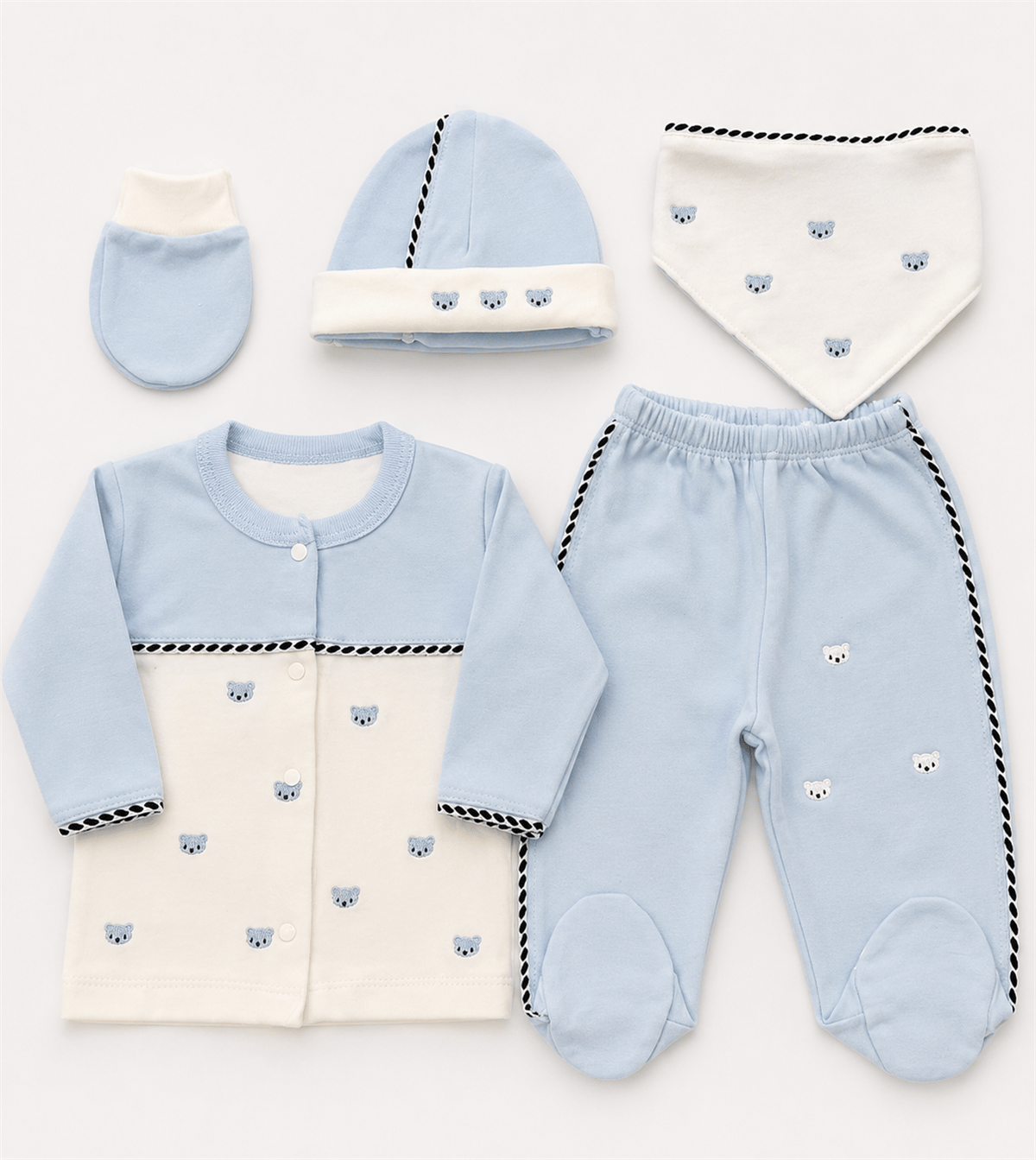Gaye Bebe Teddy Bear 5’Li Set Mavi