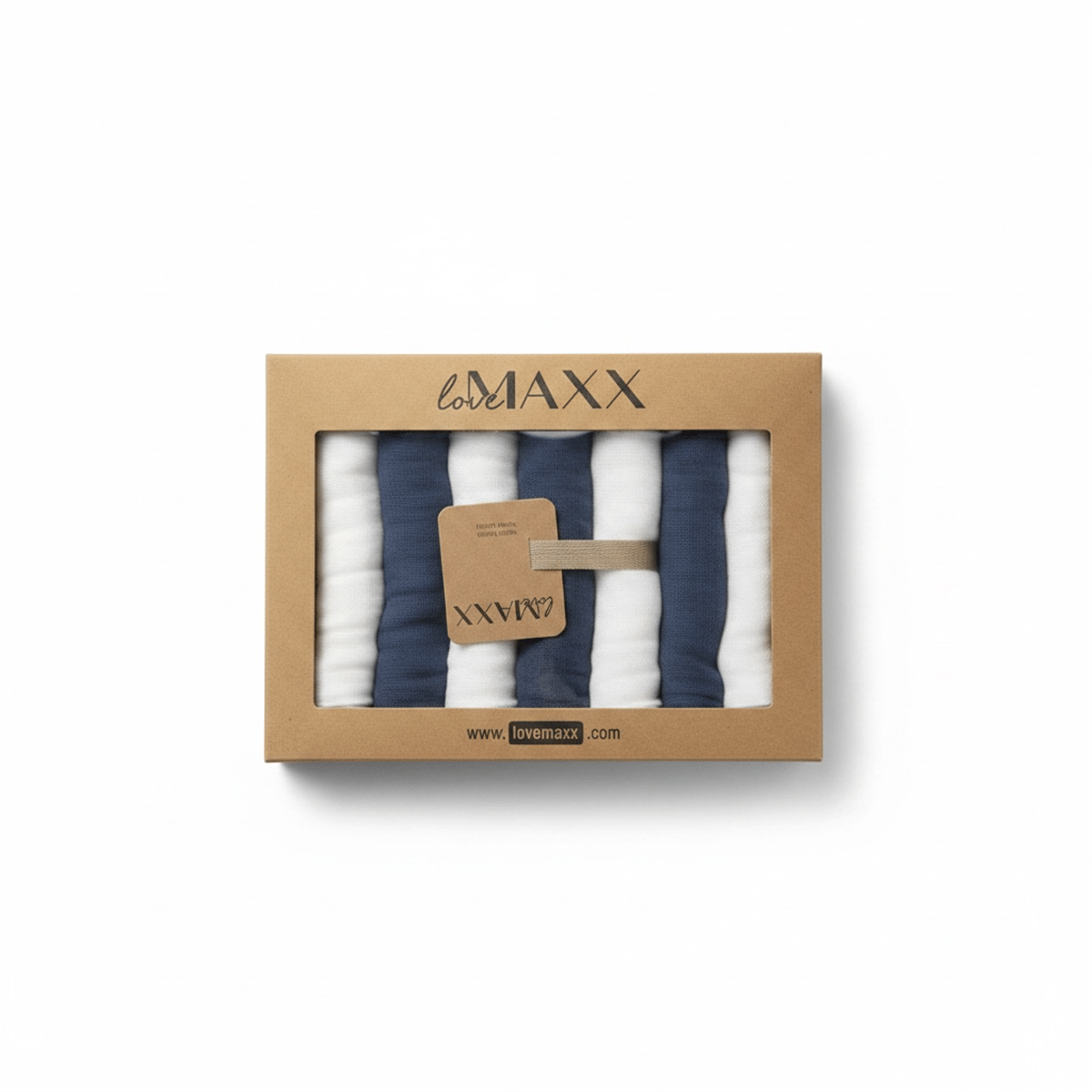 Lovemax 7’Li Müslin Ağız Mendili Seti Mavi-Beyaz