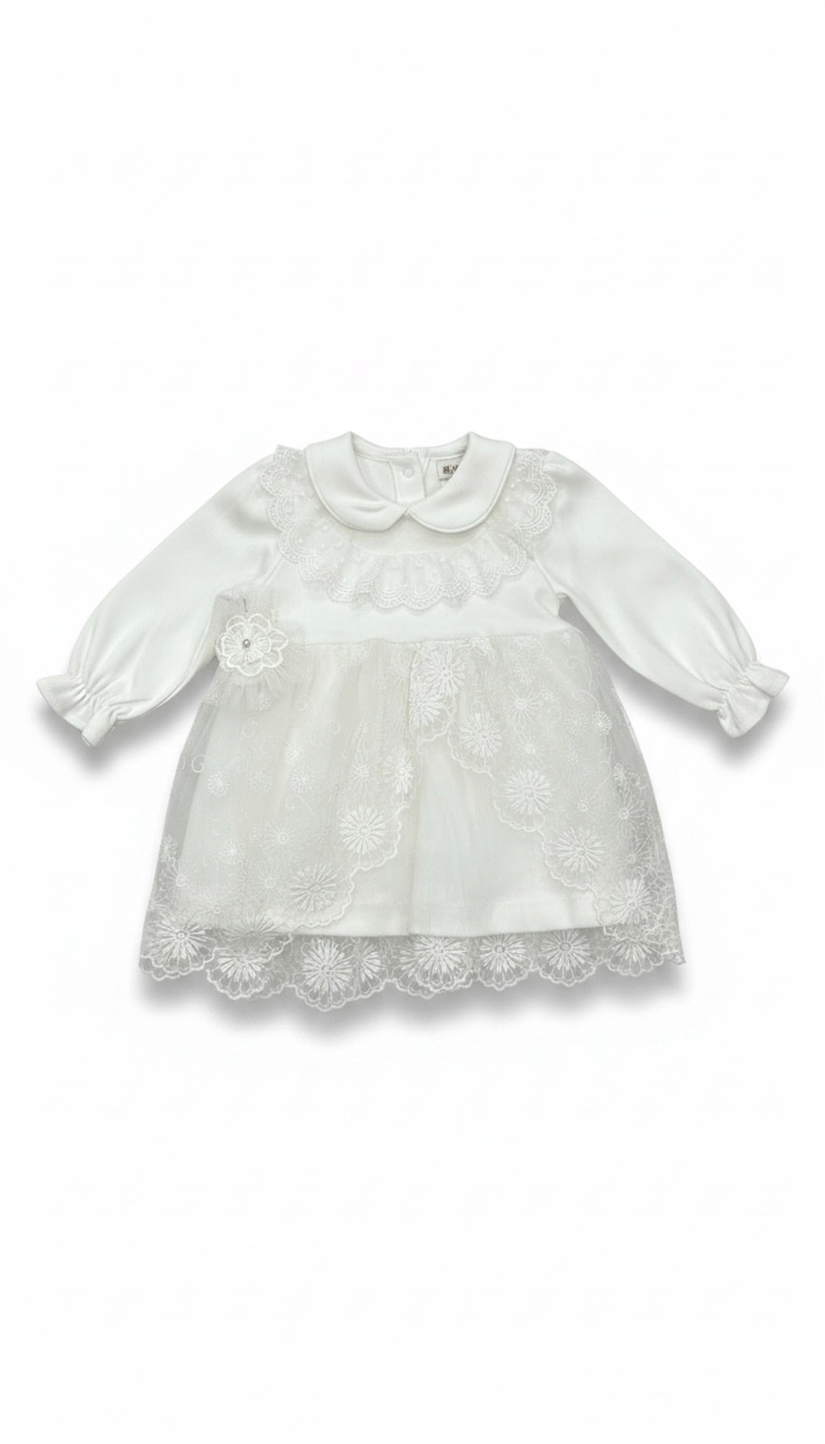 Mini Day Dantelli Elbise Ekru
