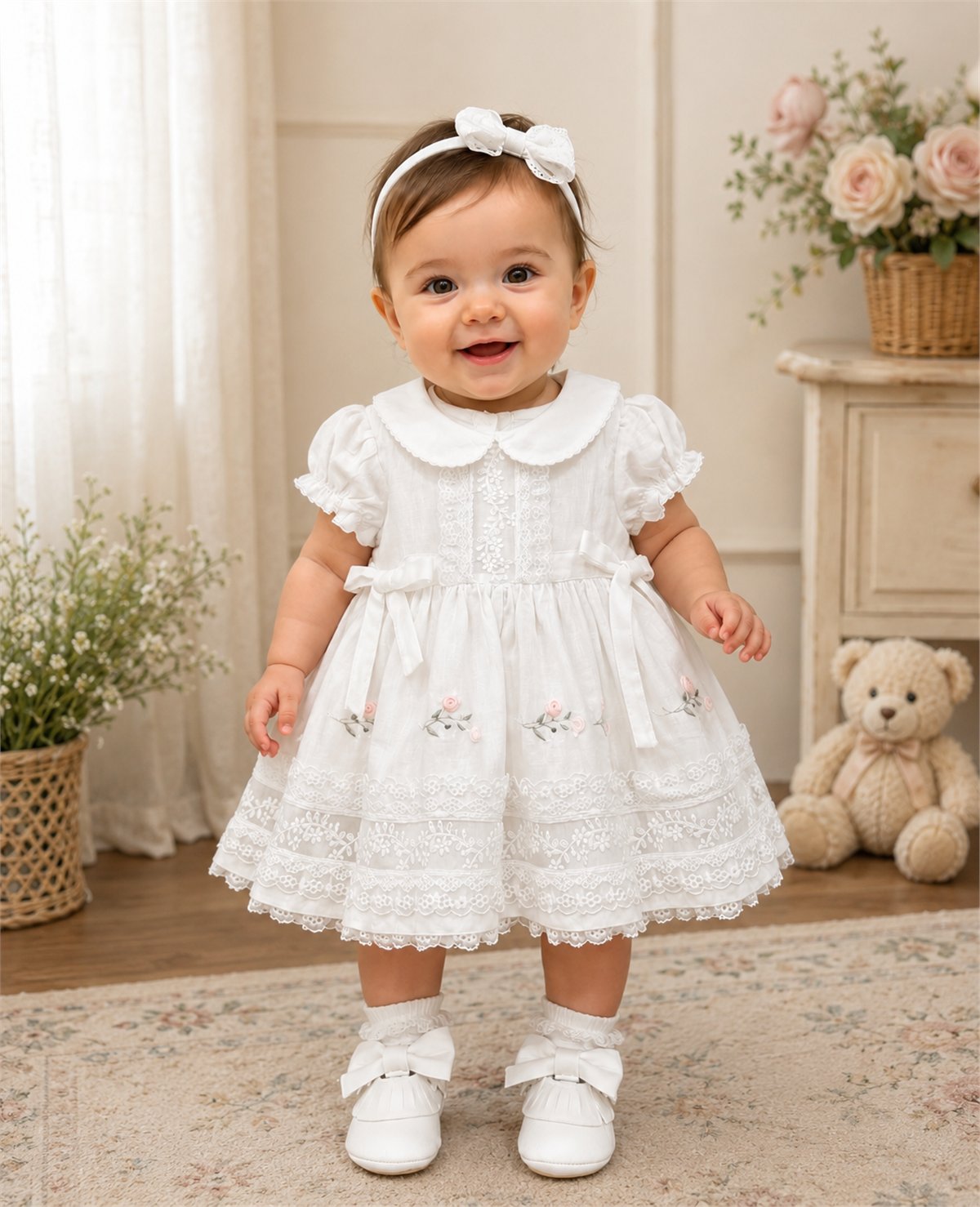 Moon Star Fiyonk Elbise Beyaz