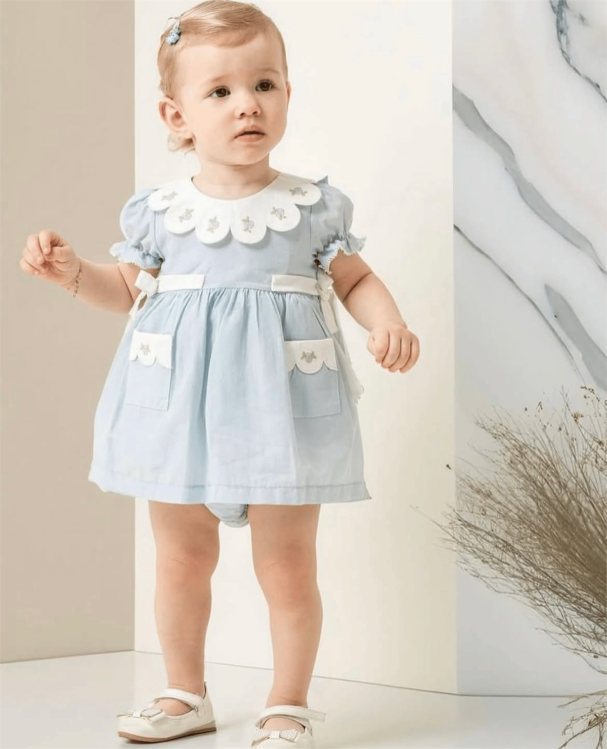 Moon Star Şortlu Romper Set Mavi