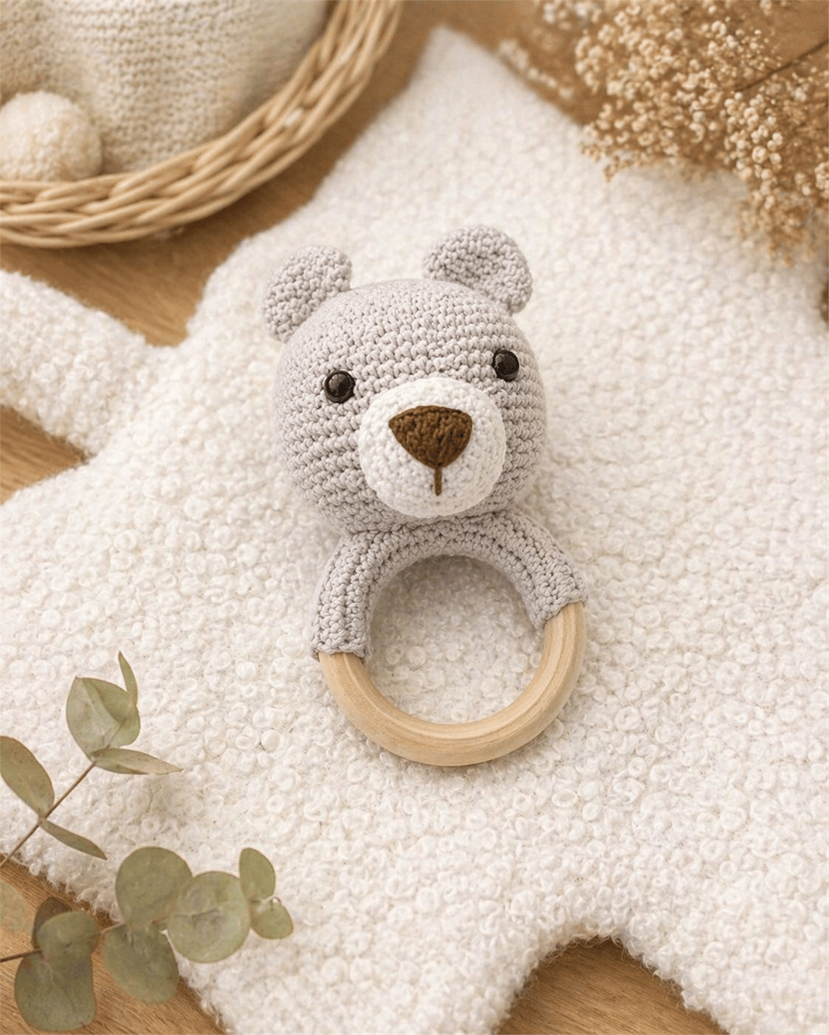 Yino Amigurumi Ayı Çıngırak Bej