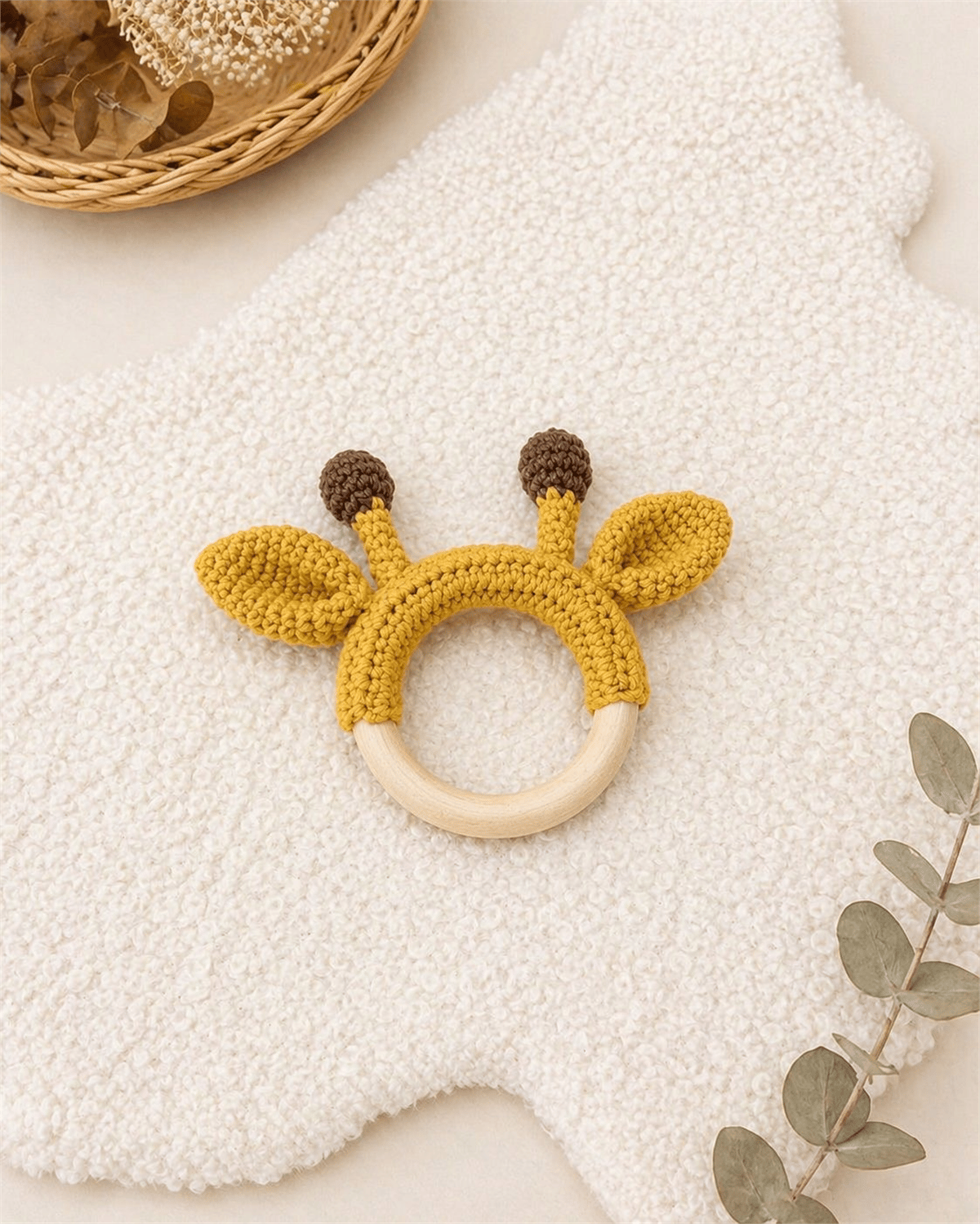 Yino Amigurumi Zürafa Ahşap Diş Kaşıyıcı Hardal