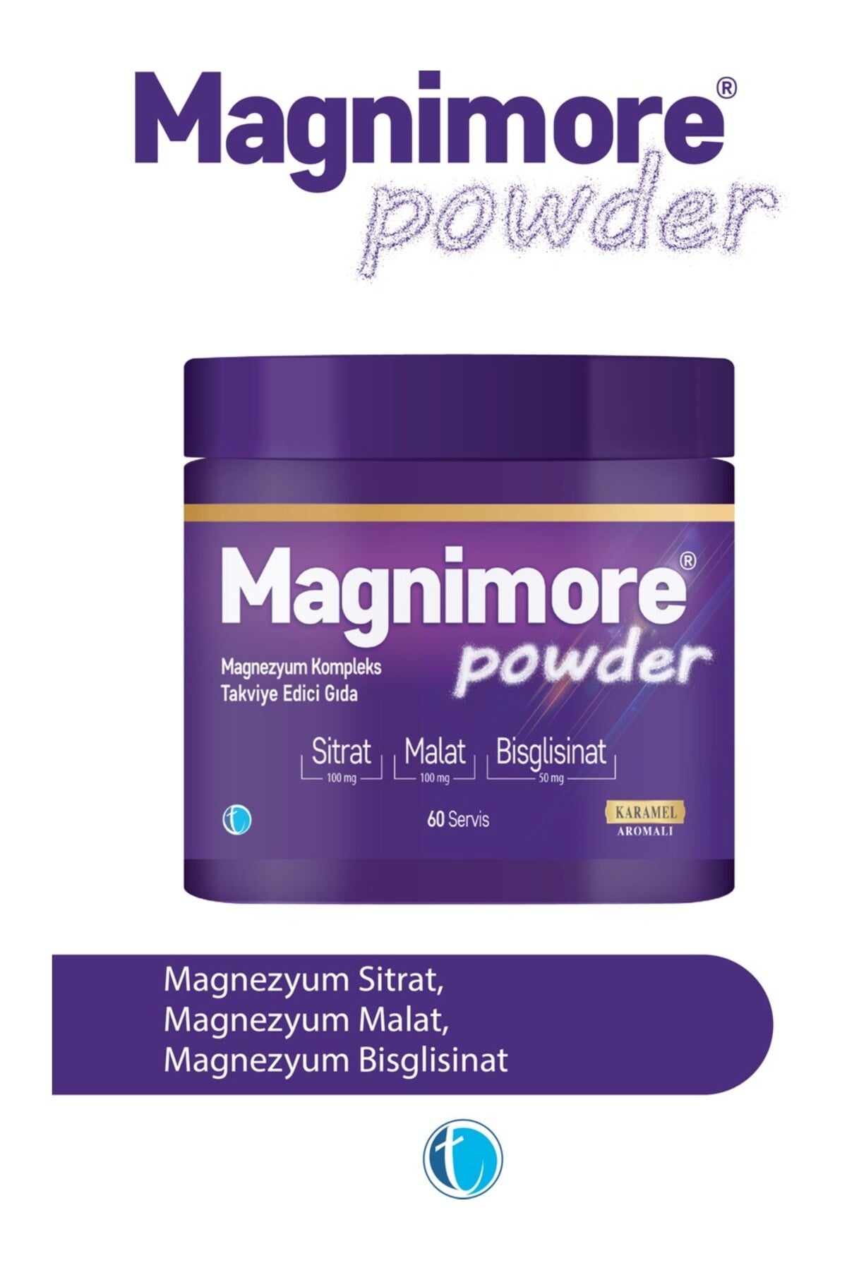 Powder Magnezyum Karamel Aromalı 60 Servis Sitrat Malat Bisglisinat