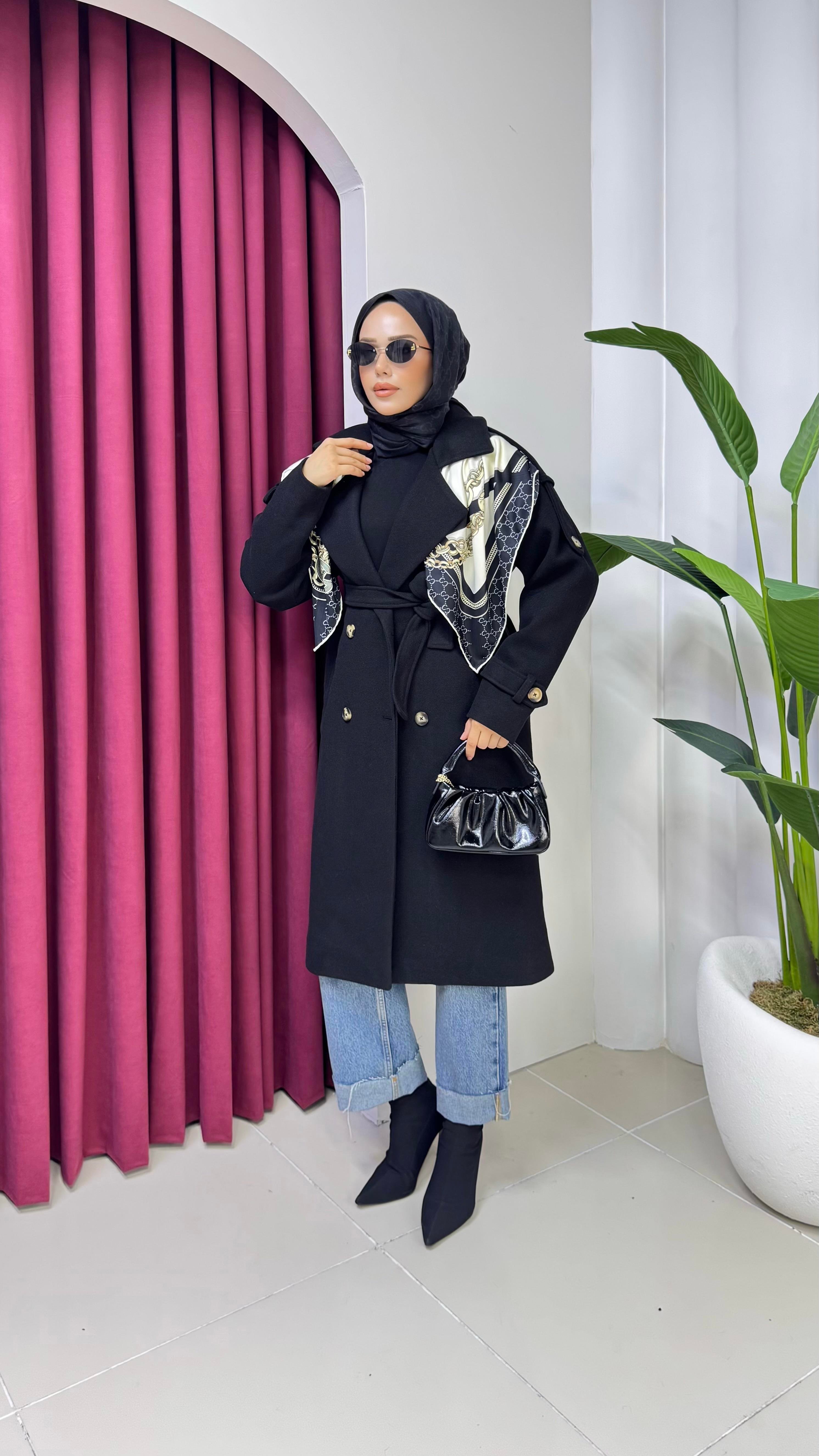 Astarlı Kaşe Kaban | Siyah