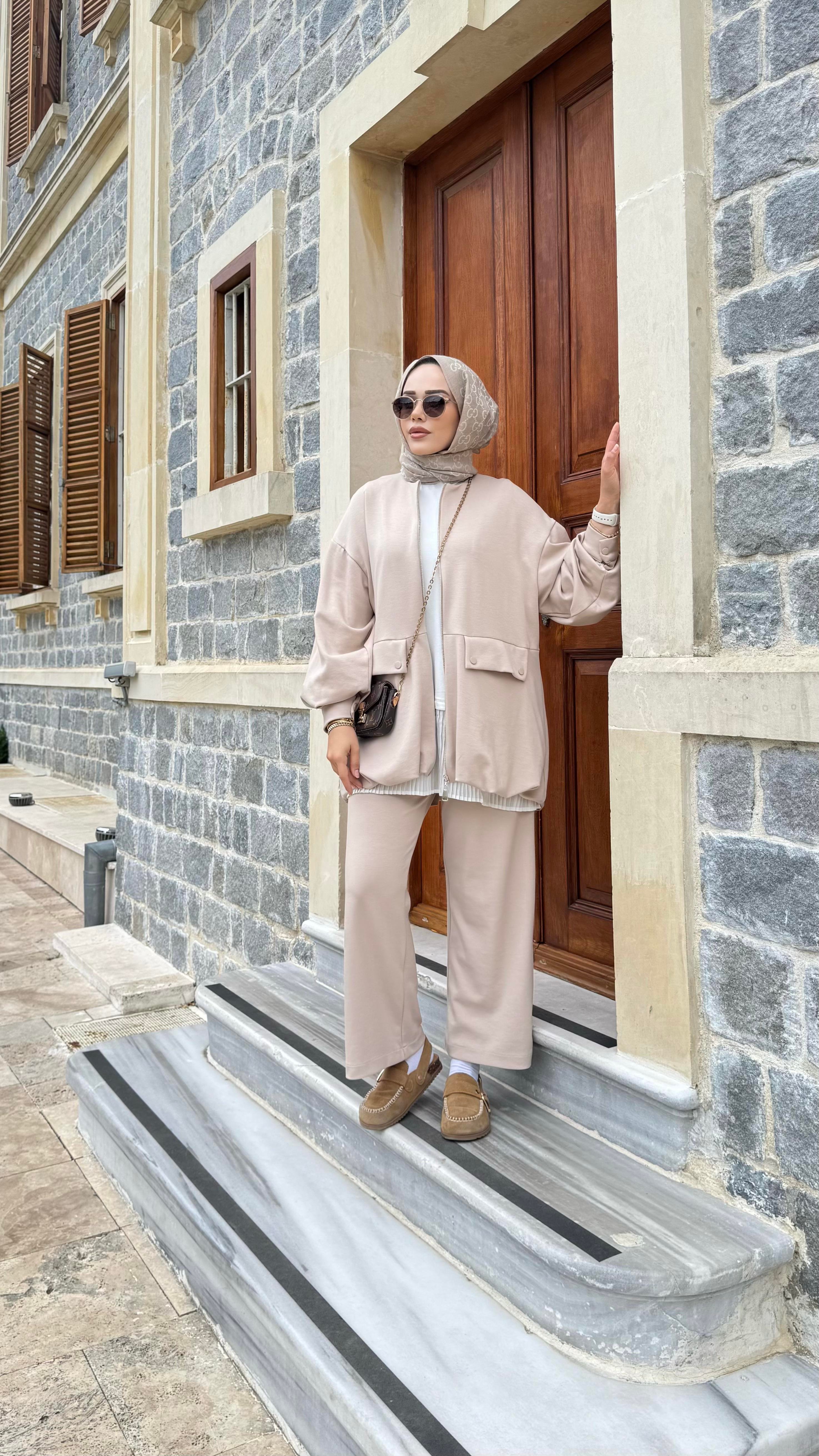 Astarlı Oysh Ceket & Palazzo Eşofman | Bej