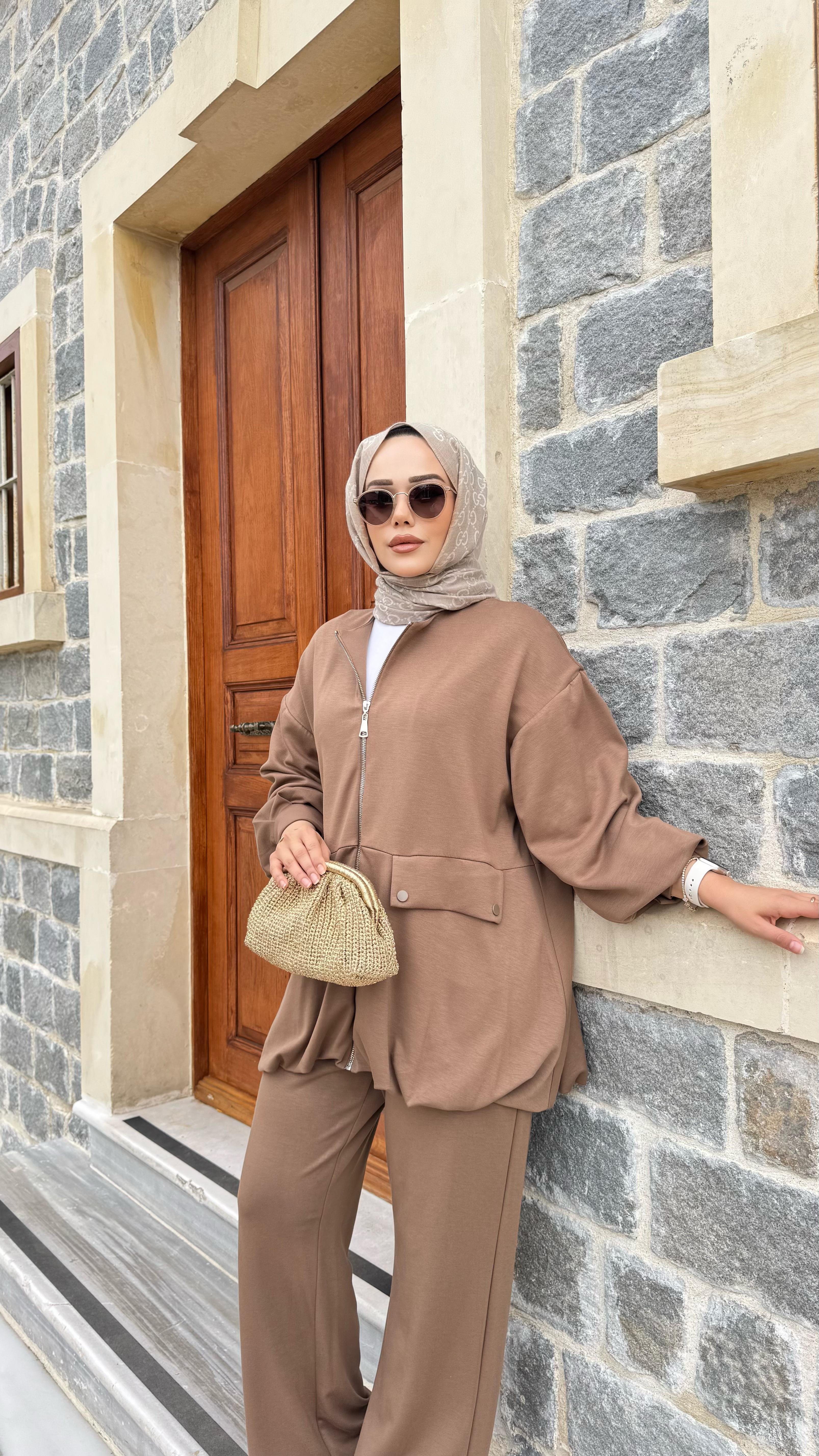 Astarlı Oysh Ceket & Palazzo Eşofman | Camel