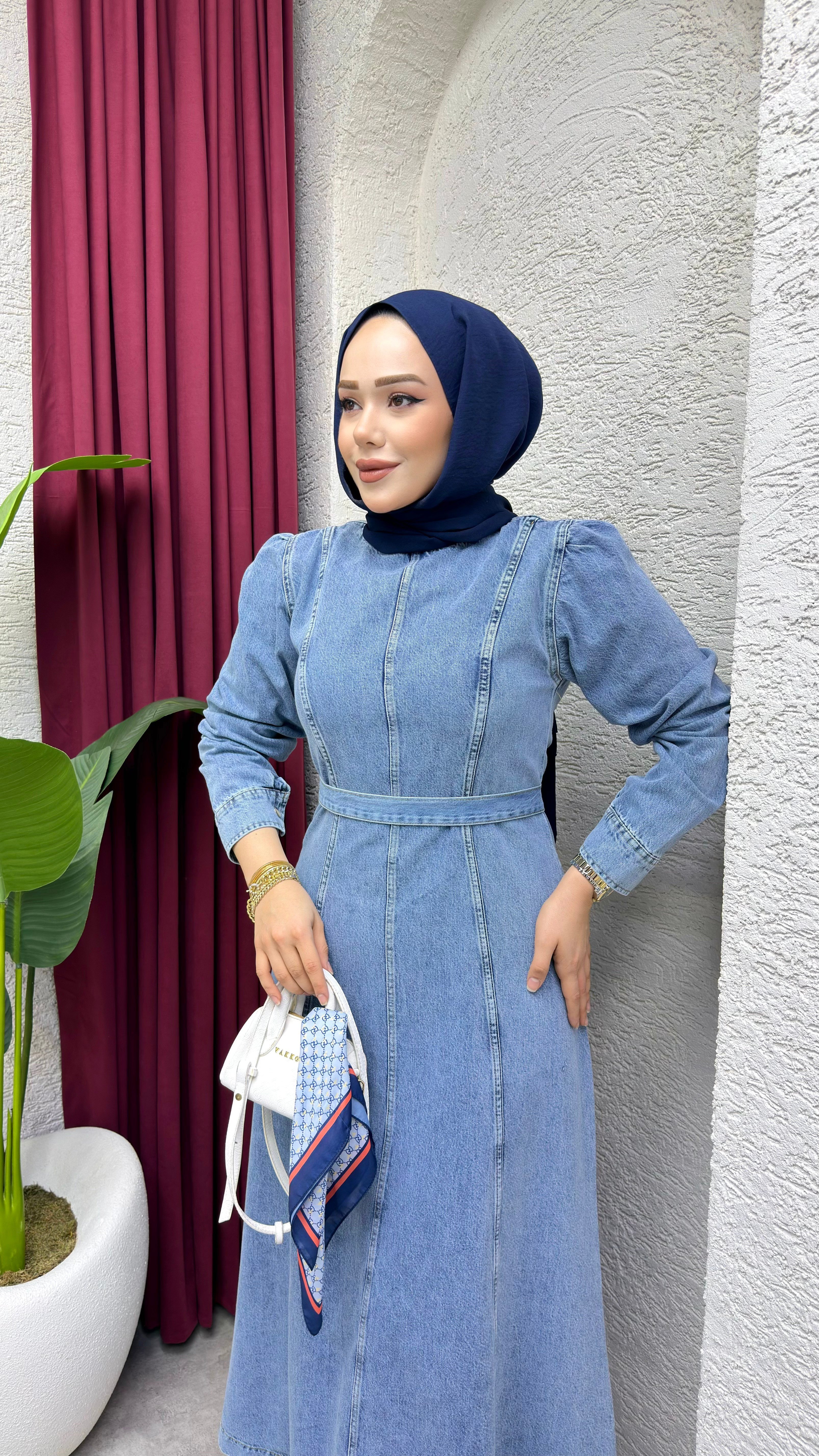 Denim Elbise | Açık Kot