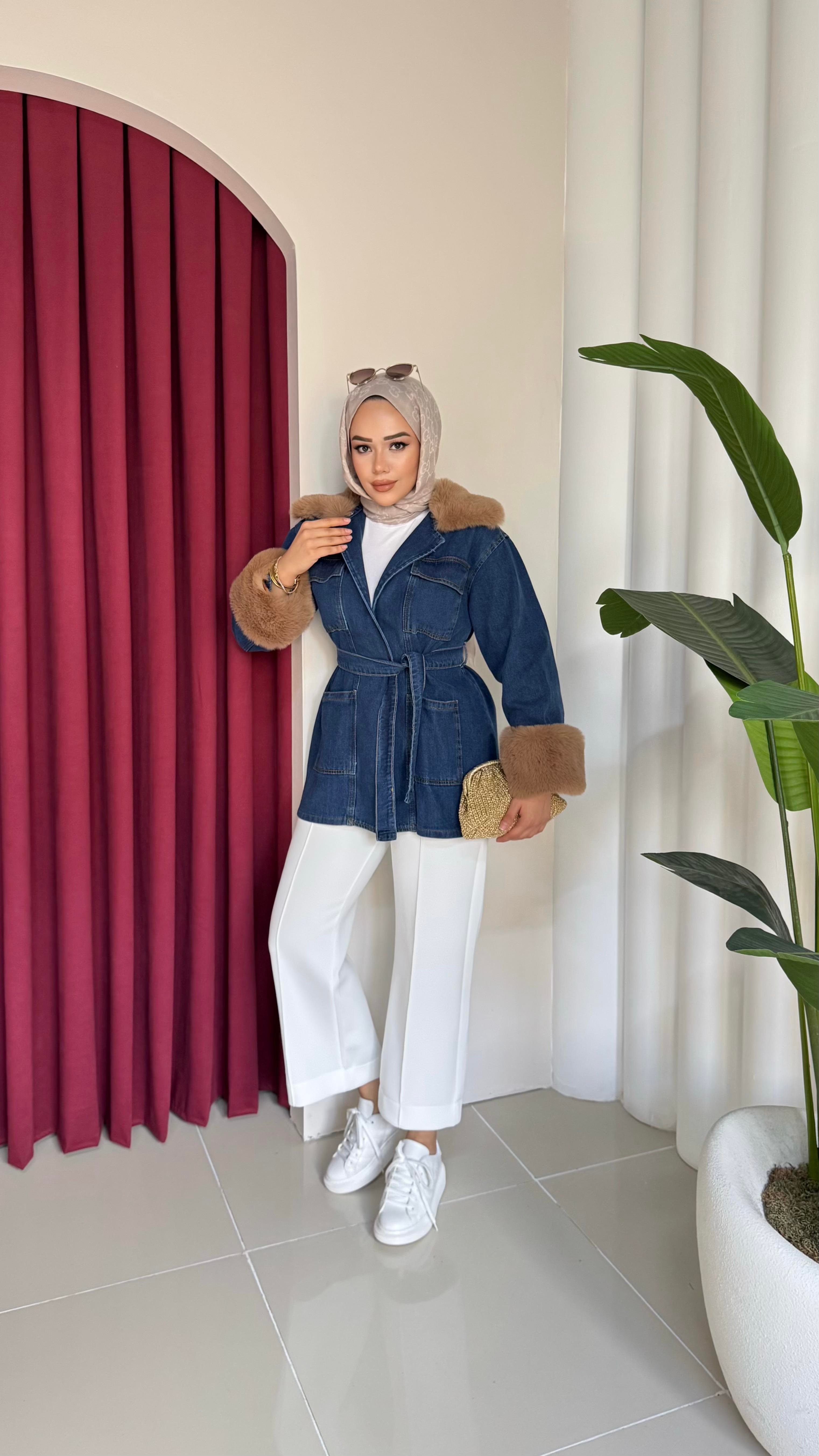 Kürk Detaylı Kot Ceket | Denim