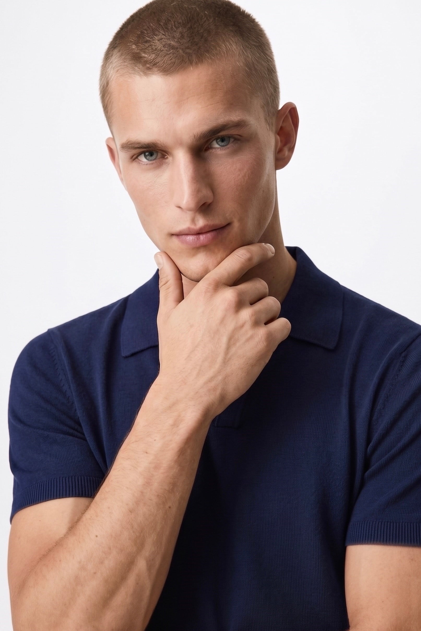 Polo Yaka Rayon Triko Kazak Lacivert