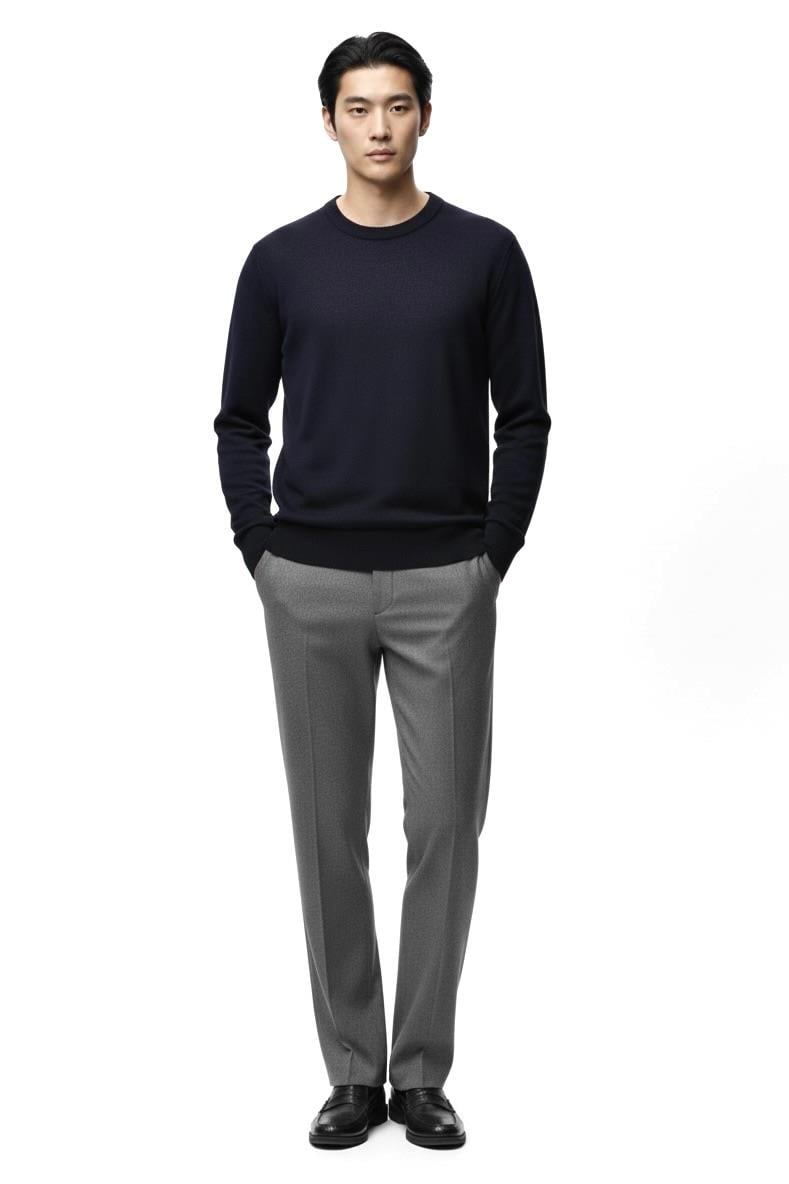 Regular Fit Bisiklet Yaka Triko Kazak - Lacivert