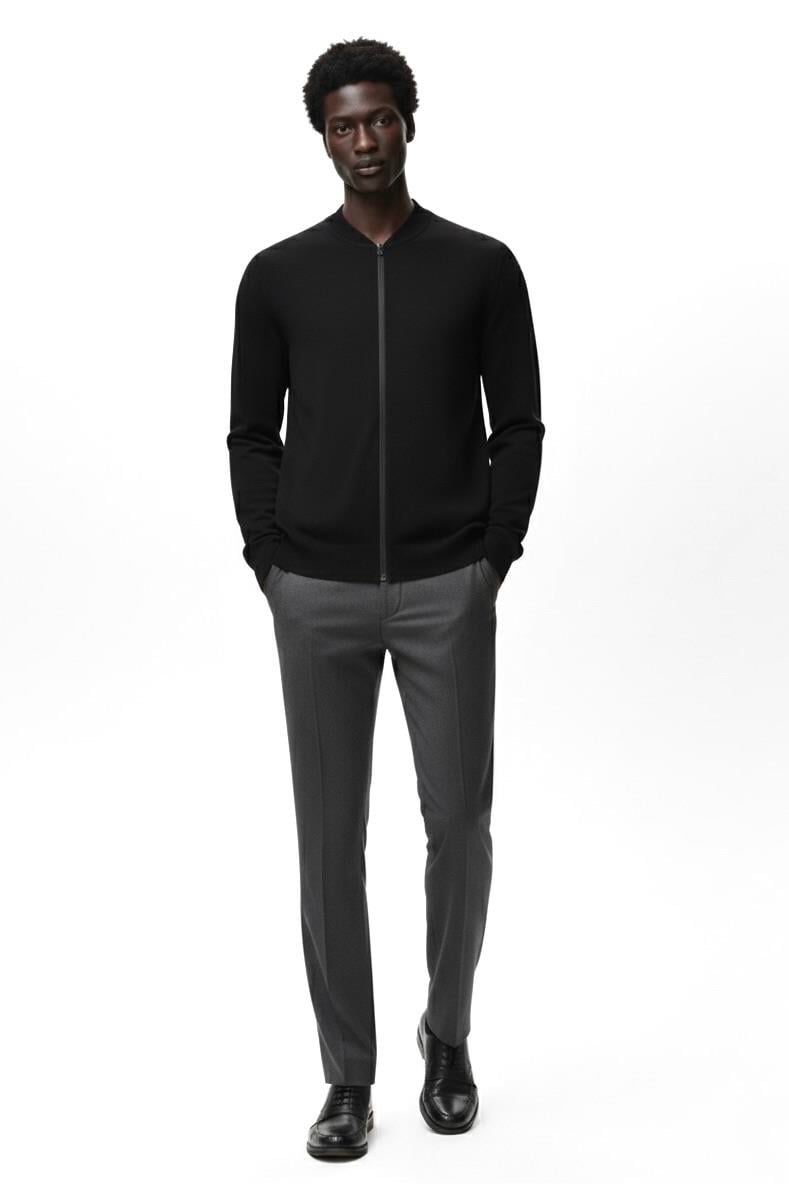 Slim Fit Rayon Triko Ceket - Siyah