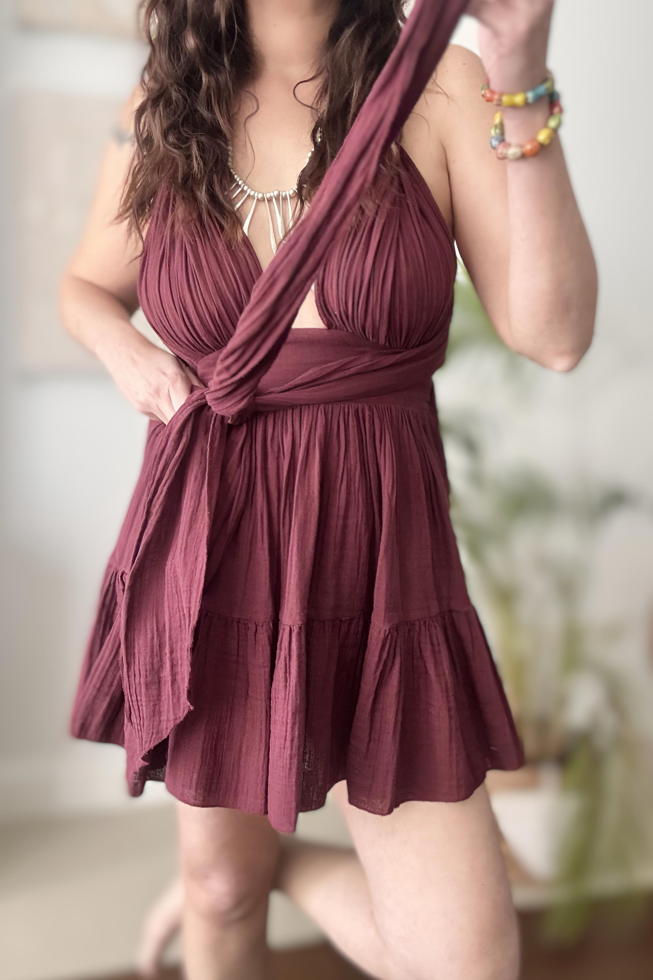 . - Blanca Shiva Mini Elbise - Ruby Wine Bordo