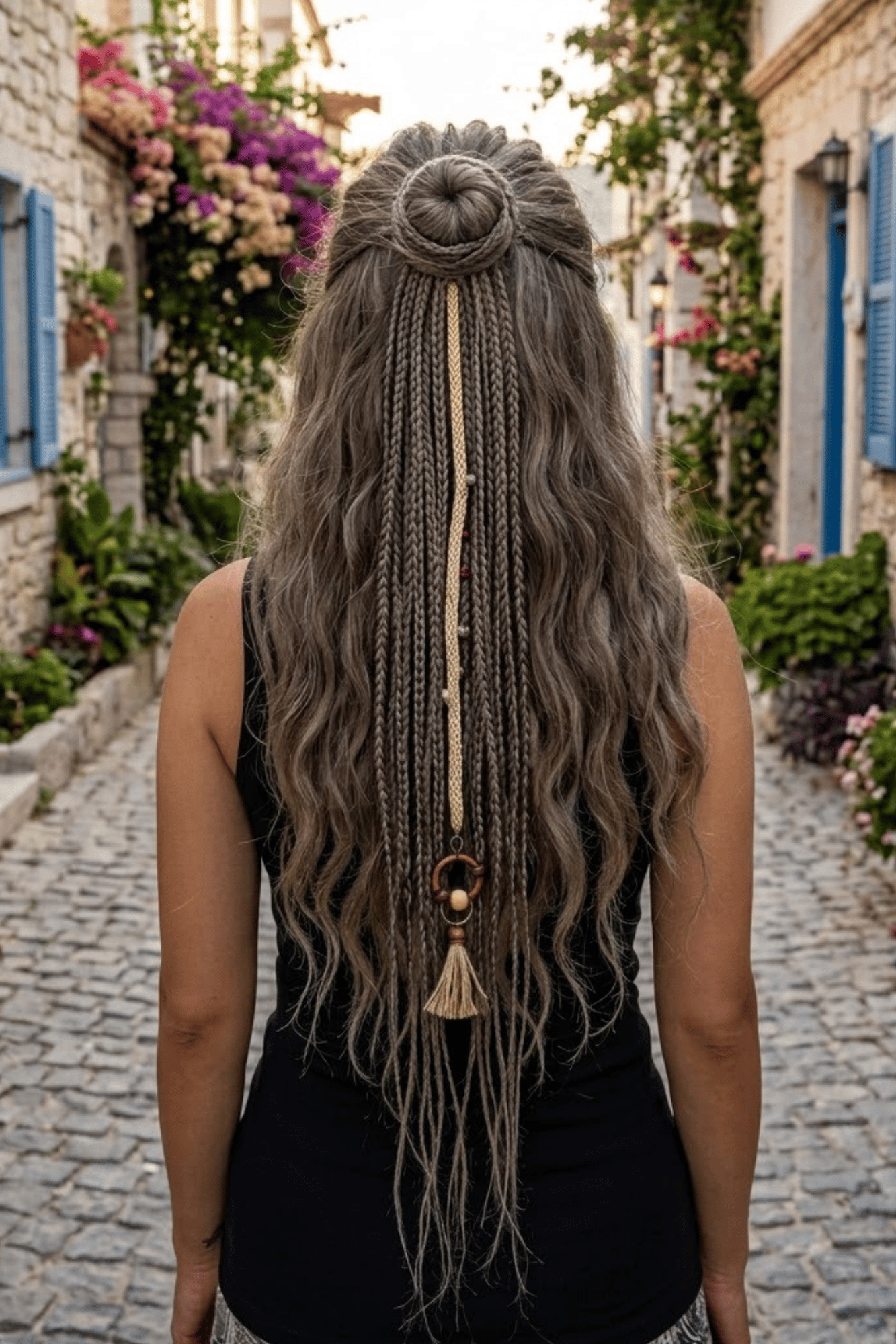 . - El Yapımı Afro Boncuklu Saç Tokası - Küllü Kahve