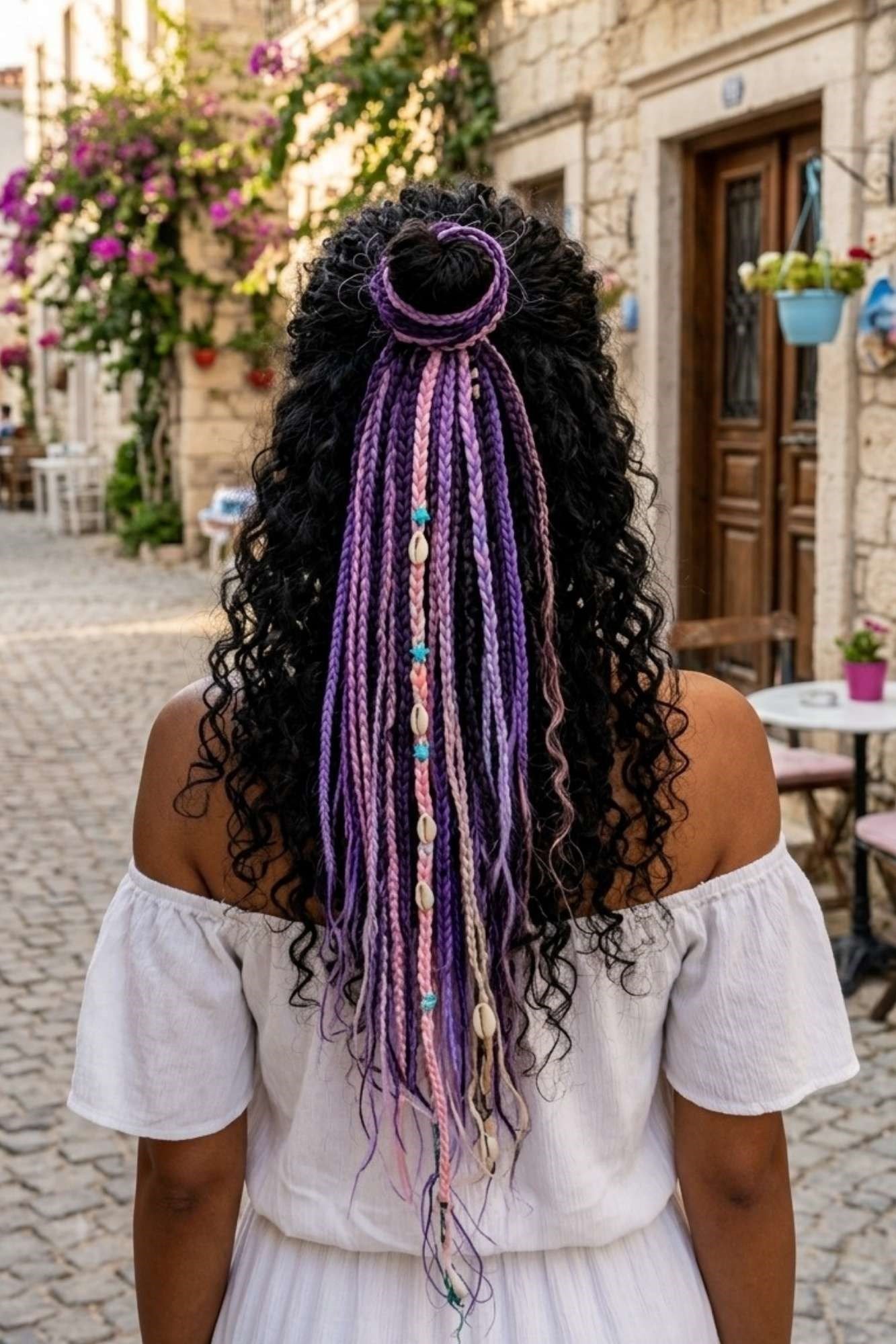. - El Yapımı Afro boncuklu Saç Tokası - Mor 4
