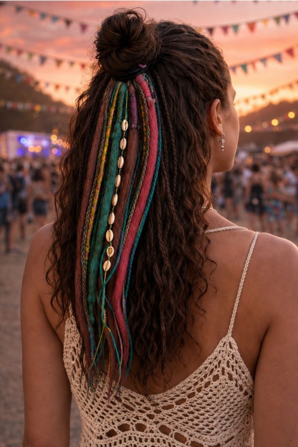 . - El Yapımı Afro Rasta Saç Tokası -Bordo Yeşil