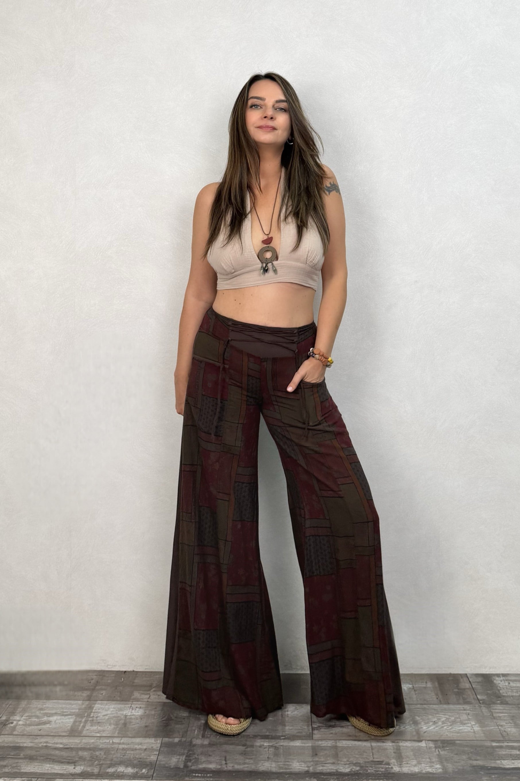 . - Freewind Boho Pantolon - Acı Kahve