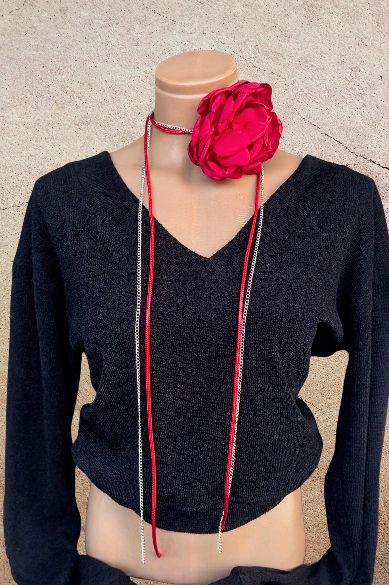 . - Lamante Flower Kolye - Kırmızı Silver