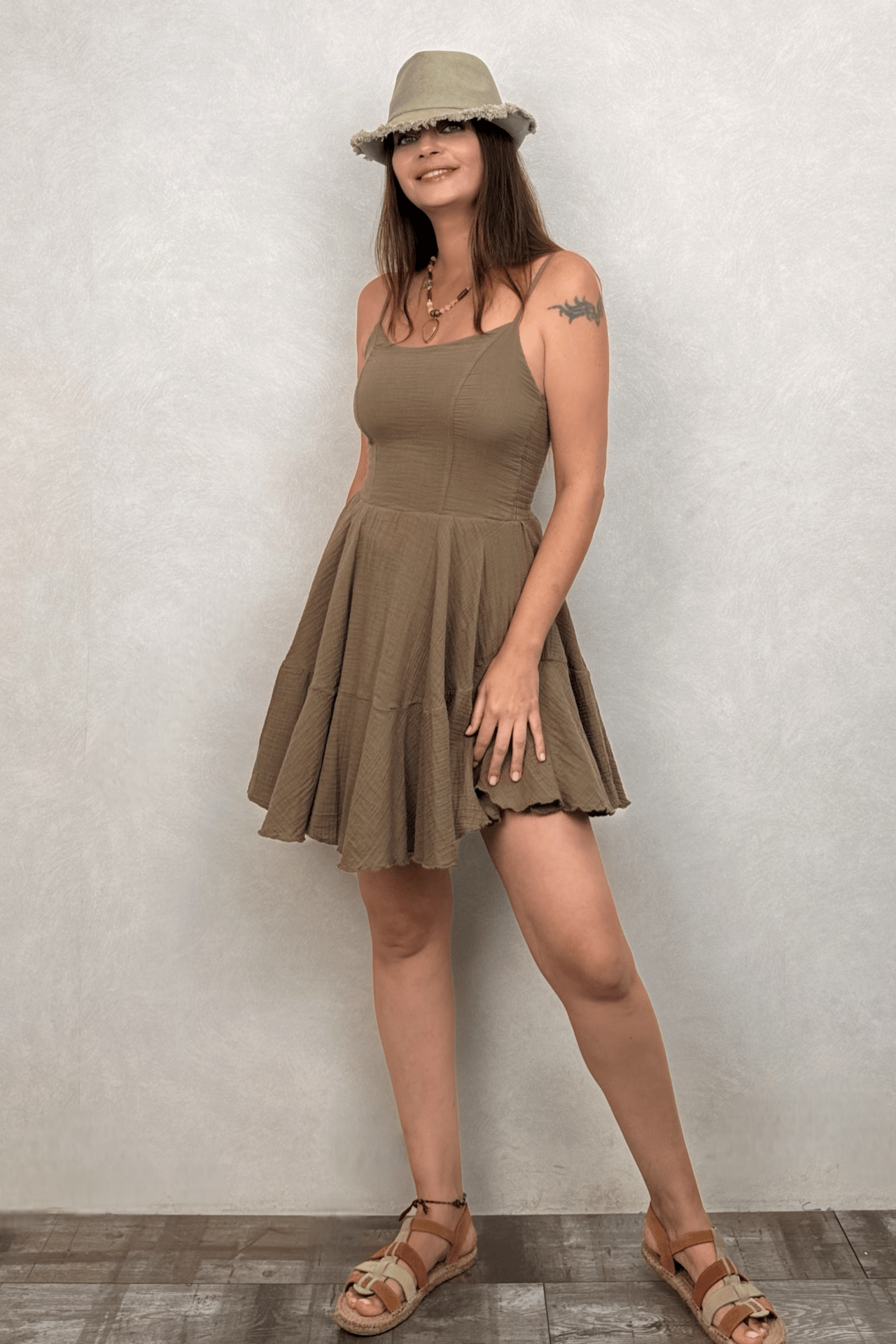 Mitra Fit Tulum Elbise Neutral Brown - Doğal Kahve