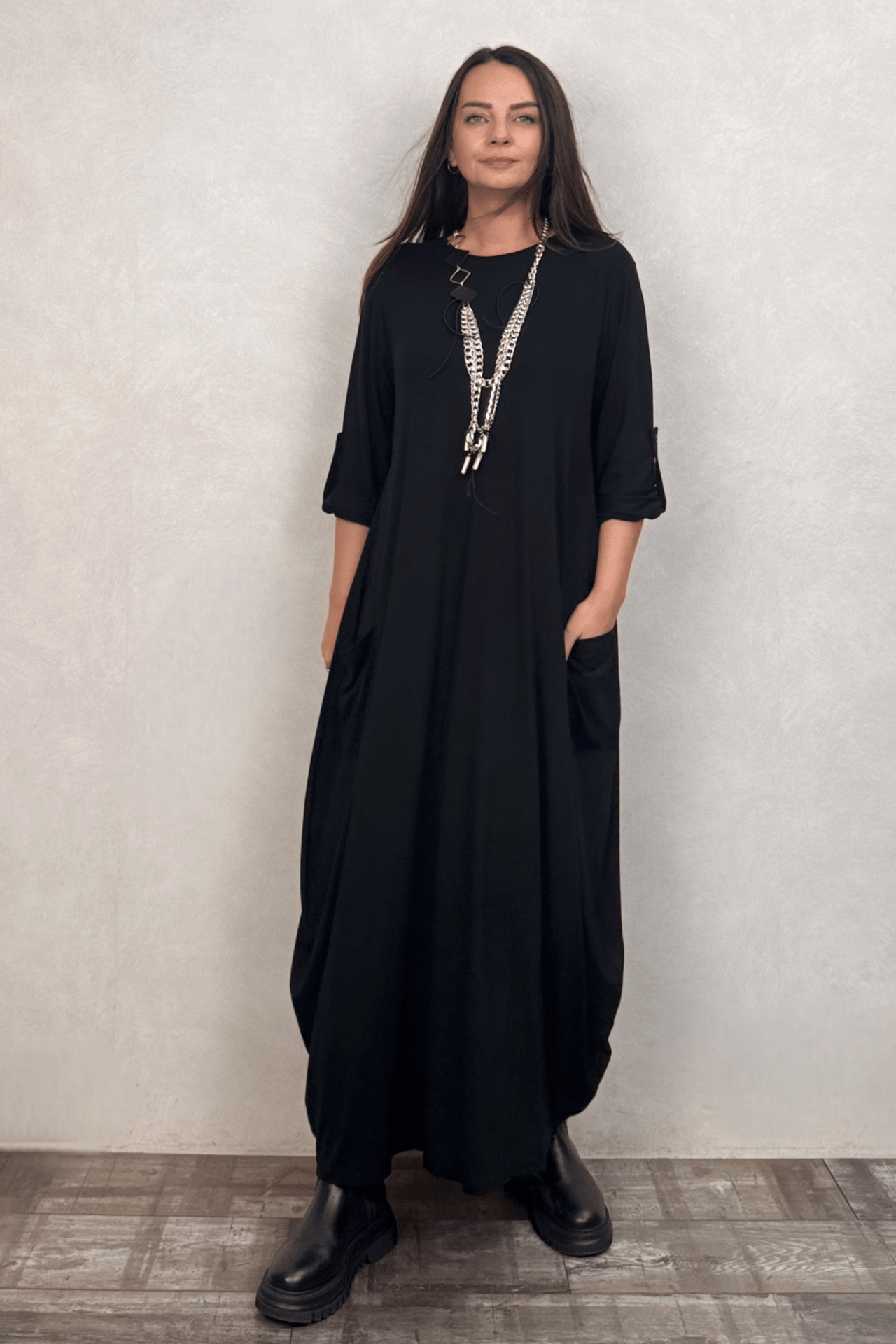 Nilda Cepli Salaş Maxi Elbise - Siyah