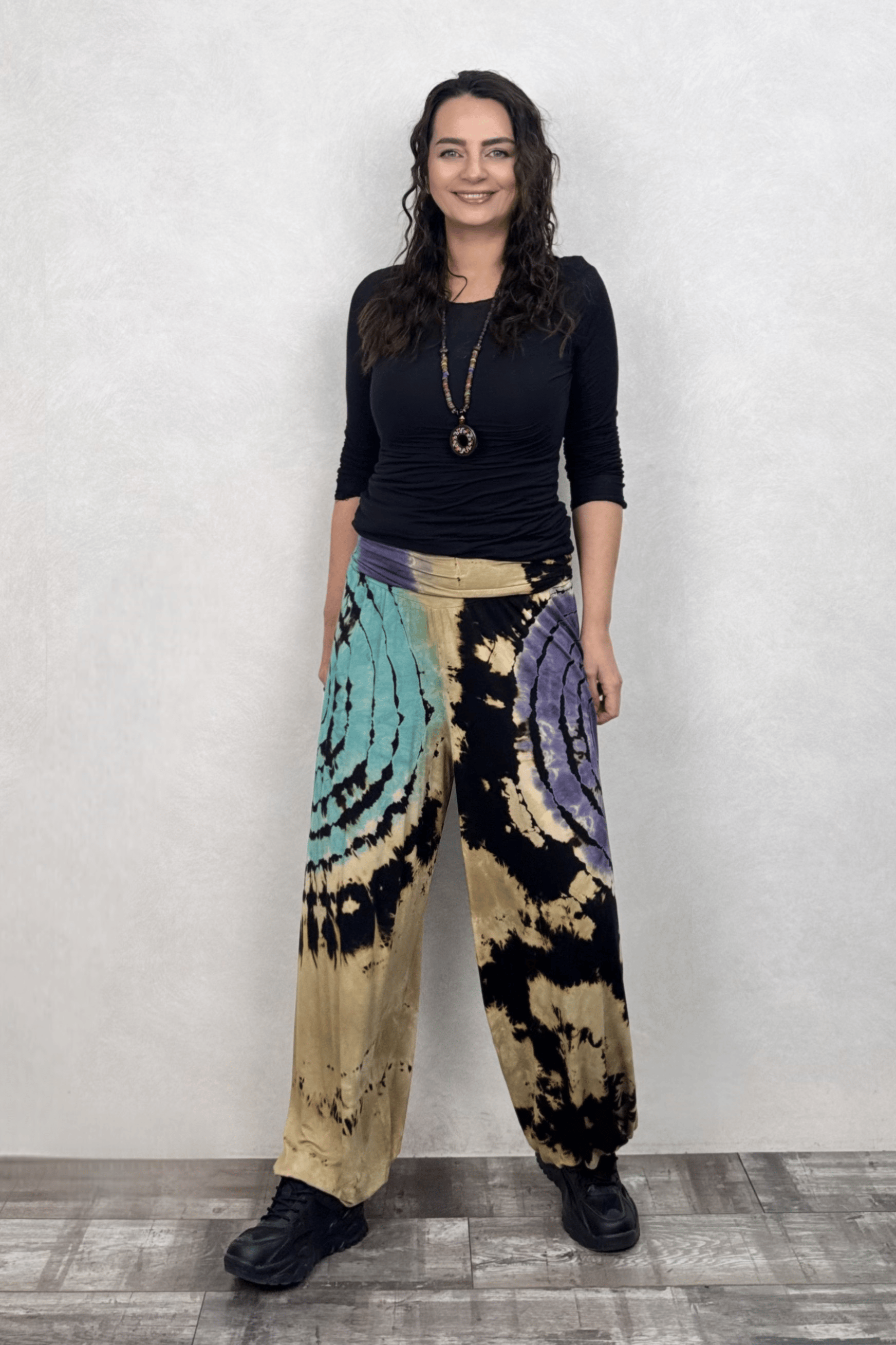 . - Sasha Gipe Bel Detaylı Şalvar Pantolon - Batik Siyah
