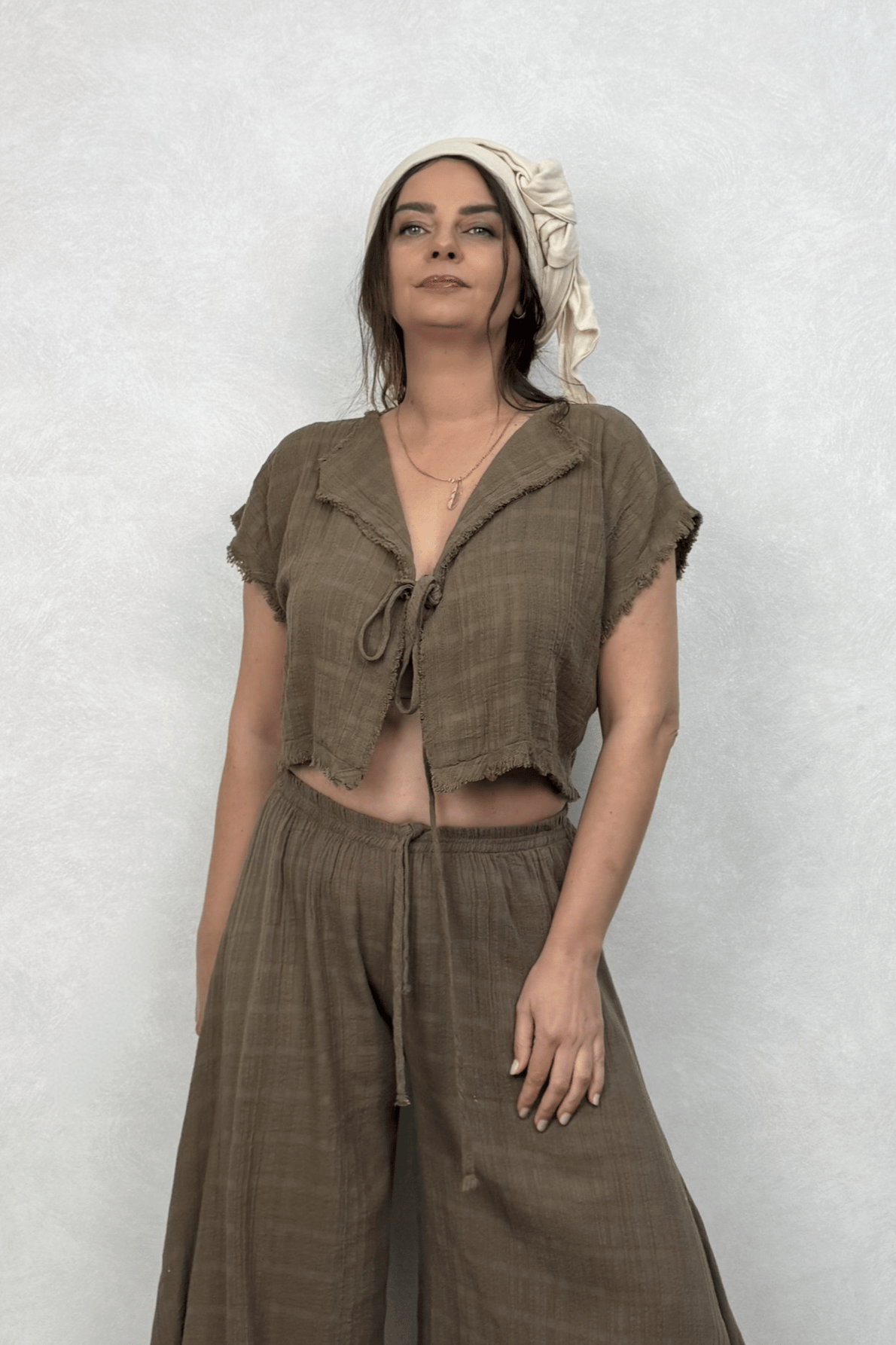Vialis Müslin Bluz Neutral Brown - Doğal Kahve