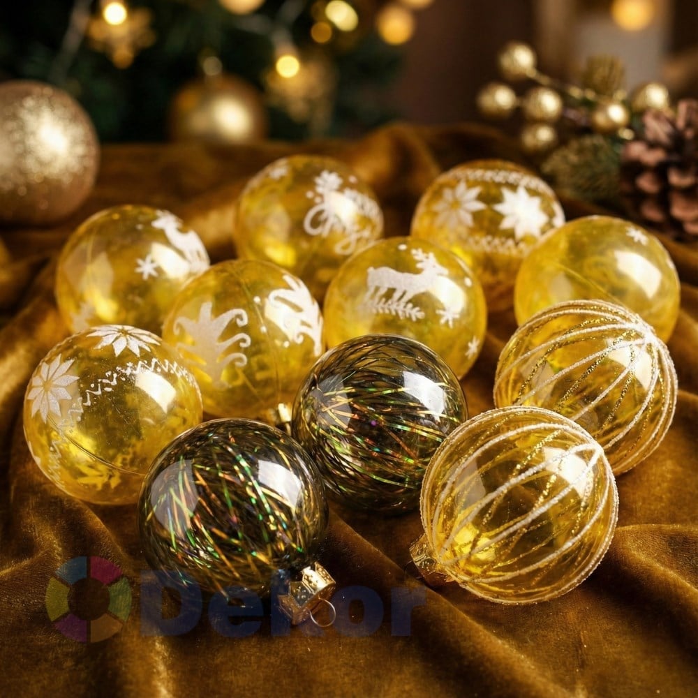 8 cm Yılbaşı Topu Gold 12 Li Set