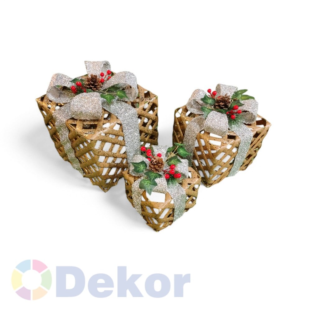 Hediye Kutusu 15/20/25 cm Rattan Gümüş