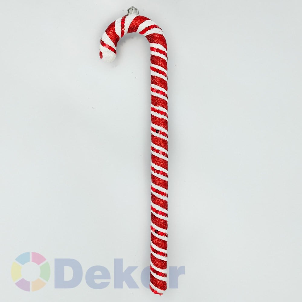 Kırmızı Beyaz Baston Şeker Simli 40 cm 6Lı (2,5x10x45)